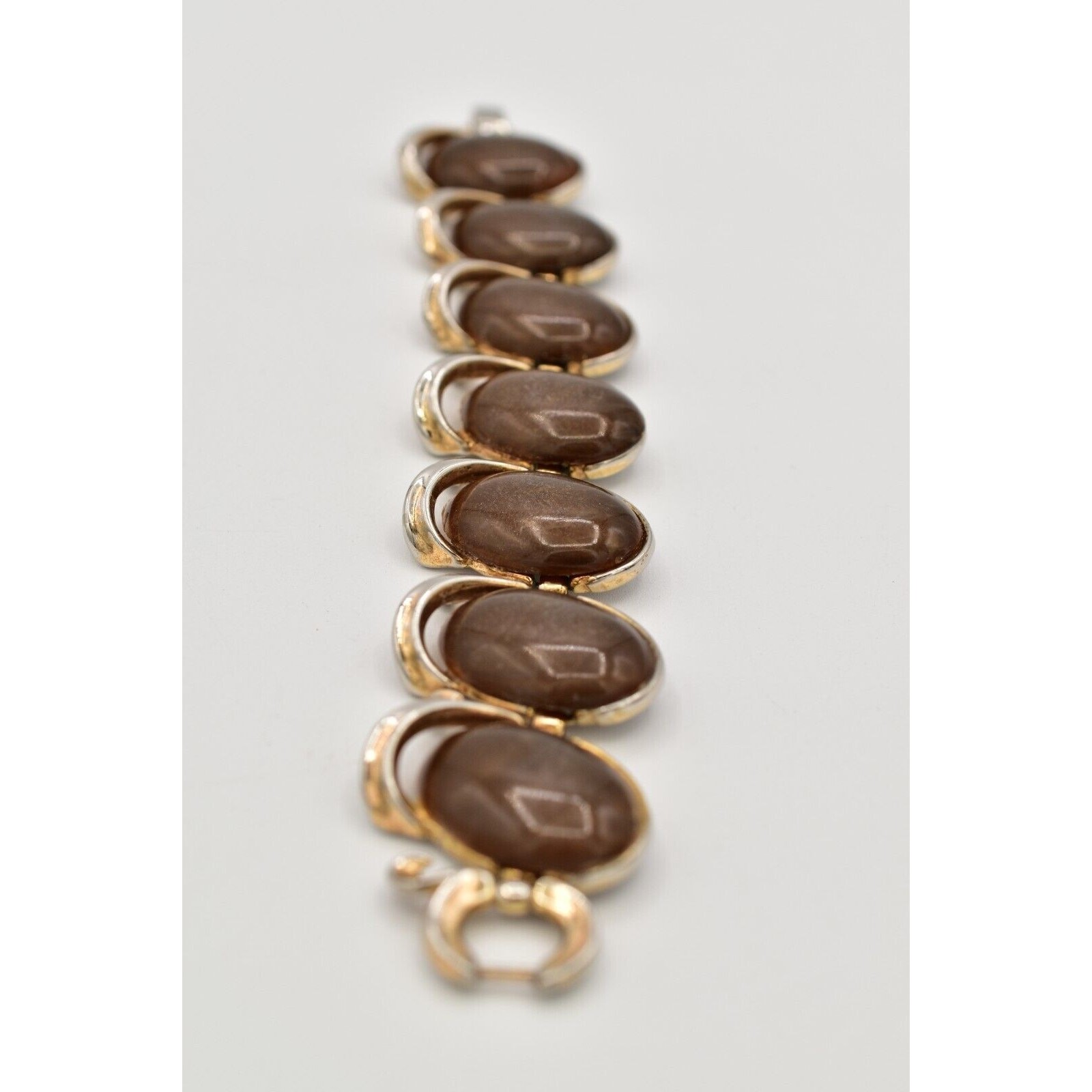 Trifari Vintage Bracelet Espresso Brown Beaded Thick Chunky Heavy Signed Bin7