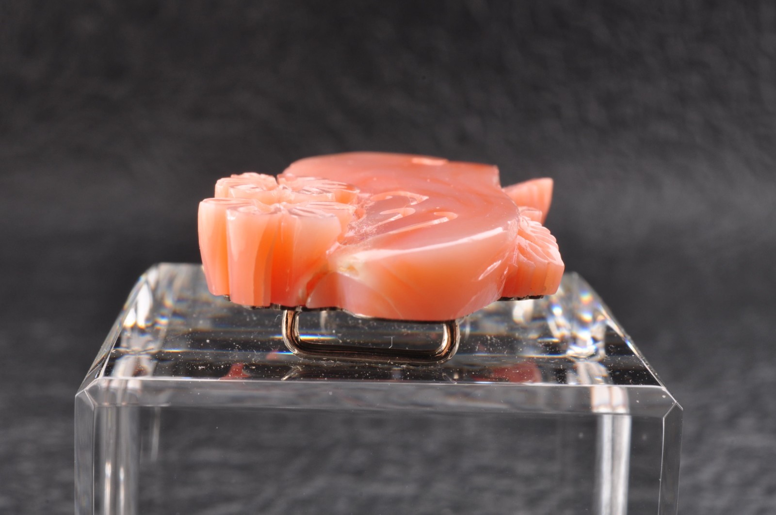 Vintage pink coral OBIDOME carved “cherry blossoms” Certificate, (total 64.0ct).
