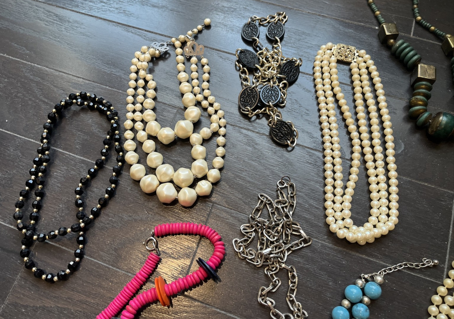 Vintage Necklace Costume Jewelry Lot of 16 , Chunky, Statement, Faux Pearls etc