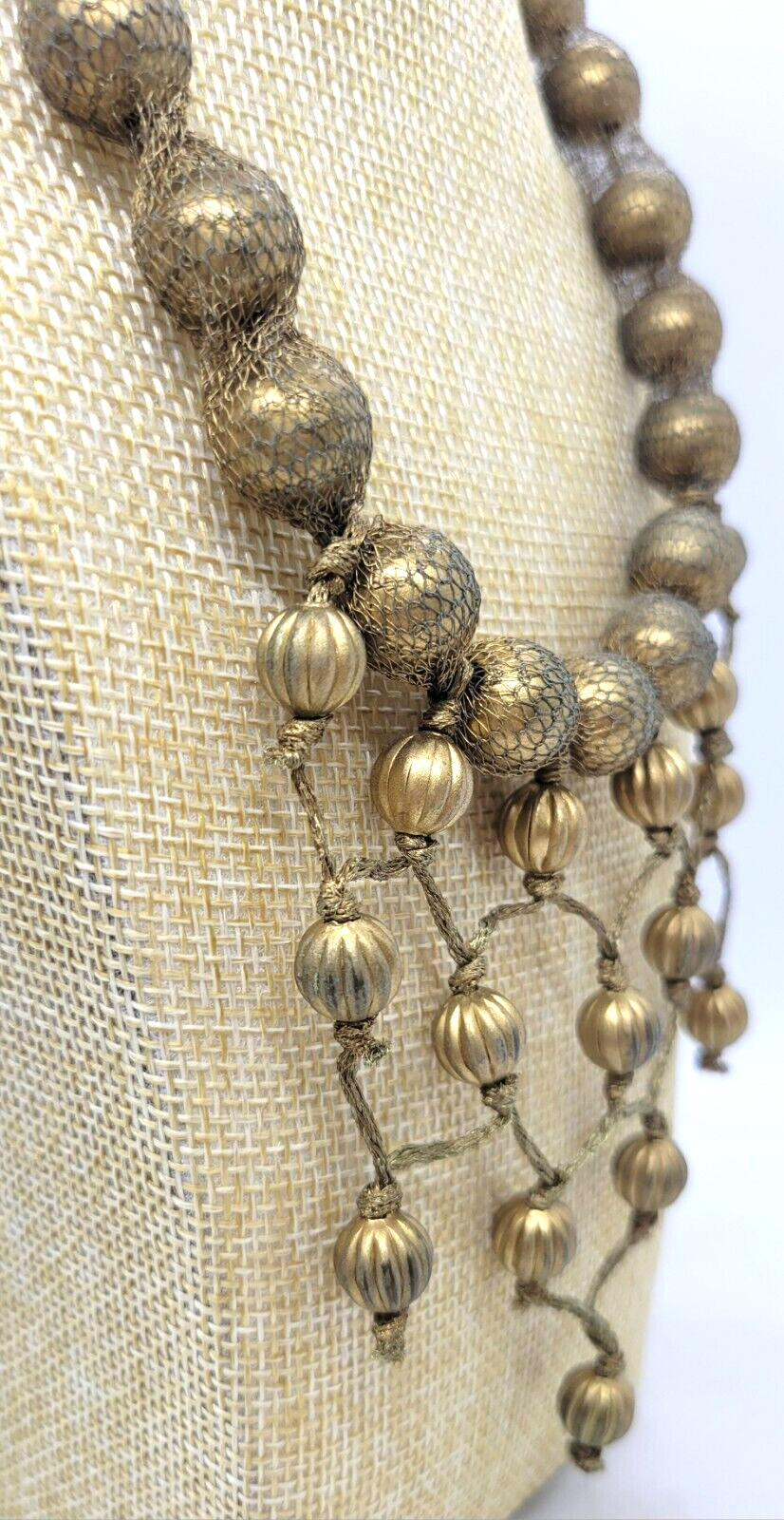 Sarah Cavender Metalworks Necklace Wire Knit Wrapped Bead Draped Tassel Chain