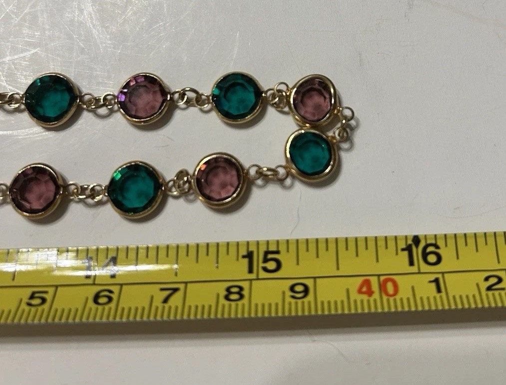 3 Vintage Faceted Austrian Crystal Window Necklaces Bezel Blue, Clear, Multi