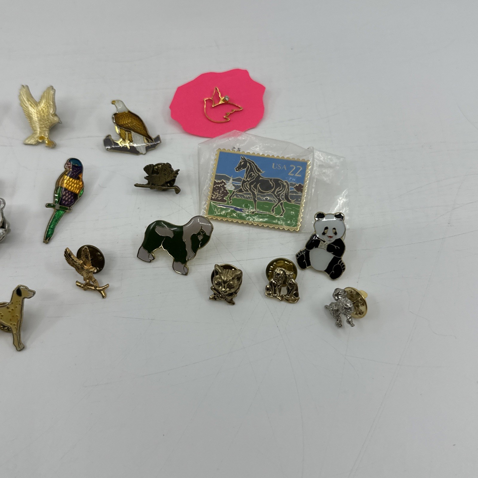 Vintage Animal Enamel Pin Lot Birds Panda Wildlife Cloisonne Gold (PIN-1)