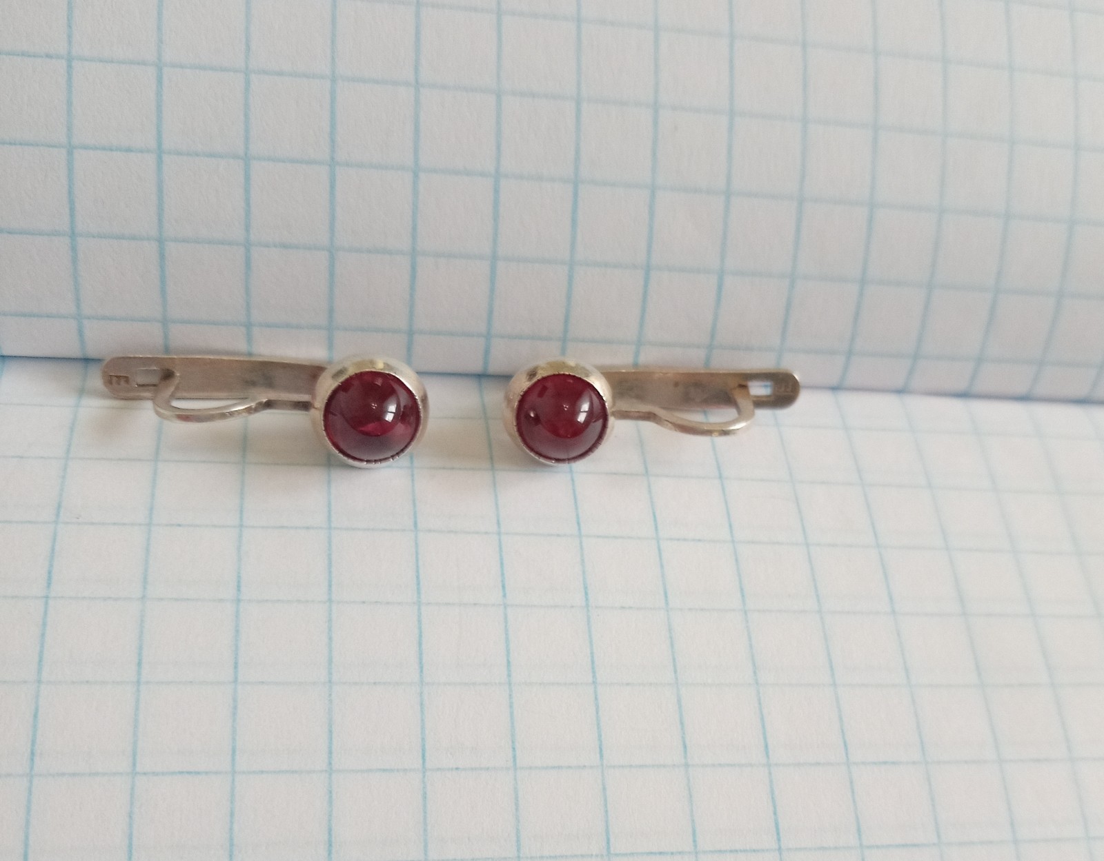 Vintage Earrings Red stones Sterling Silver 925 Star ussr times Women’s Jewelry
