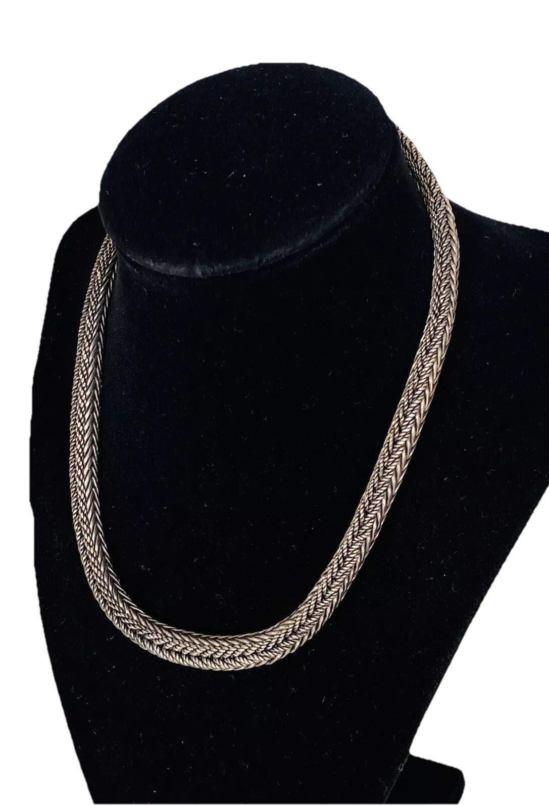 Vintage Bali 11MM Sterling Silver Wheat Foxtail Link Chain Necklace 98 GRAMS