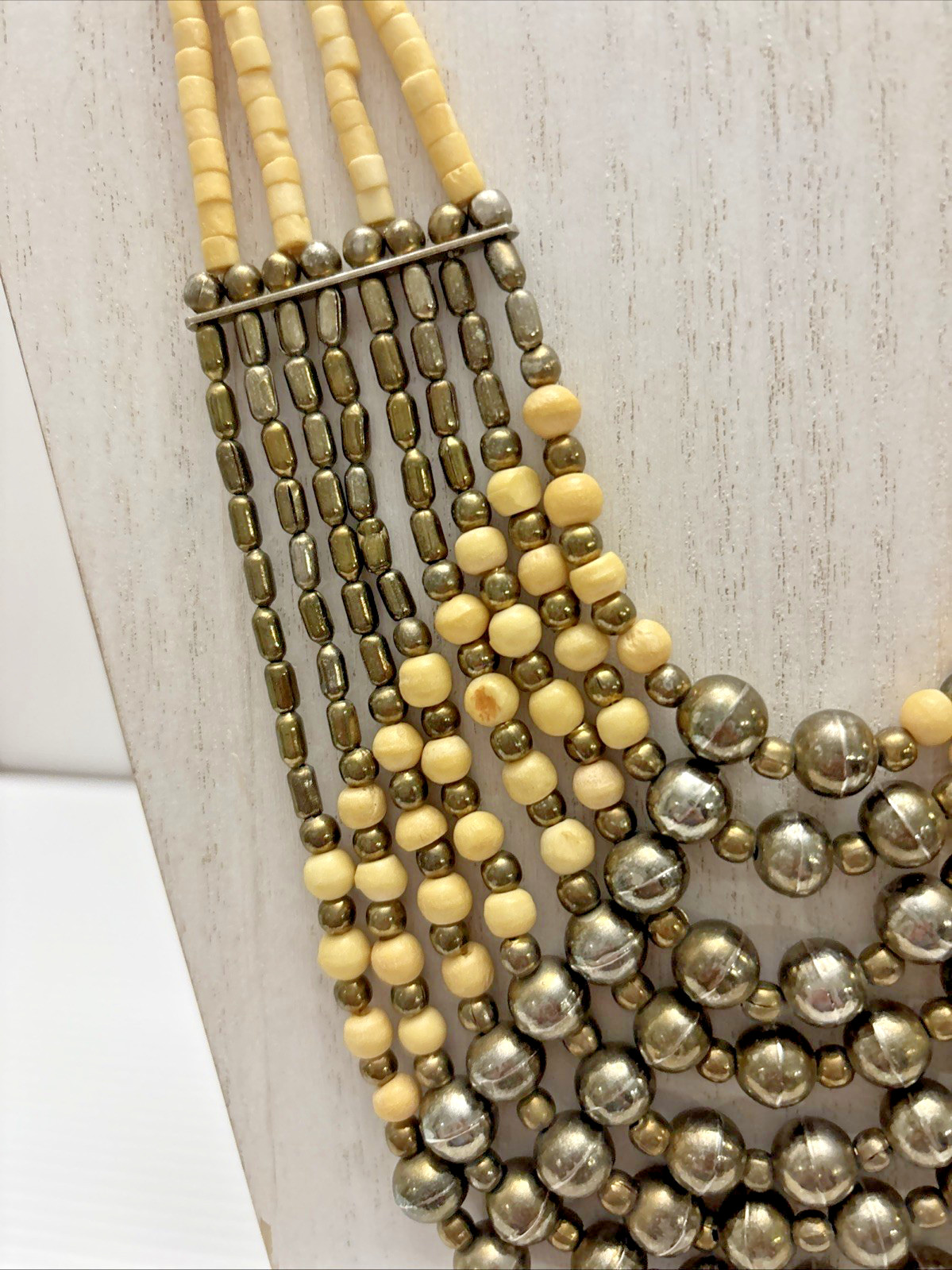 Vintage Beaded Boho Bohemian Style Necklace 22 Inches 8 Strand Jewelry Statement
