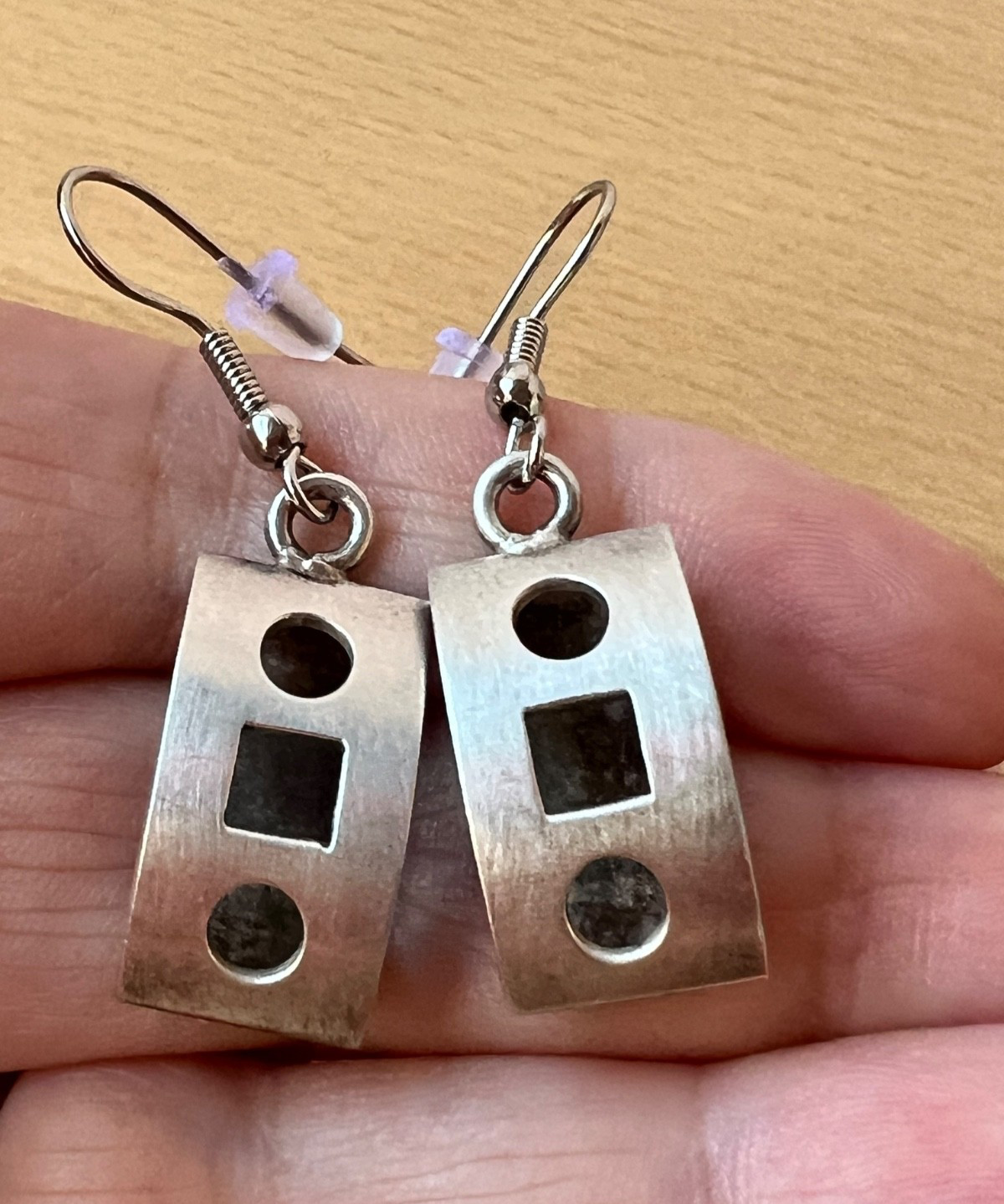 VINTAGE DESIGNER FORBES 925 STERLING SLVER GEOMETRIC DANGLE DROP EARRINGS UNIQUE