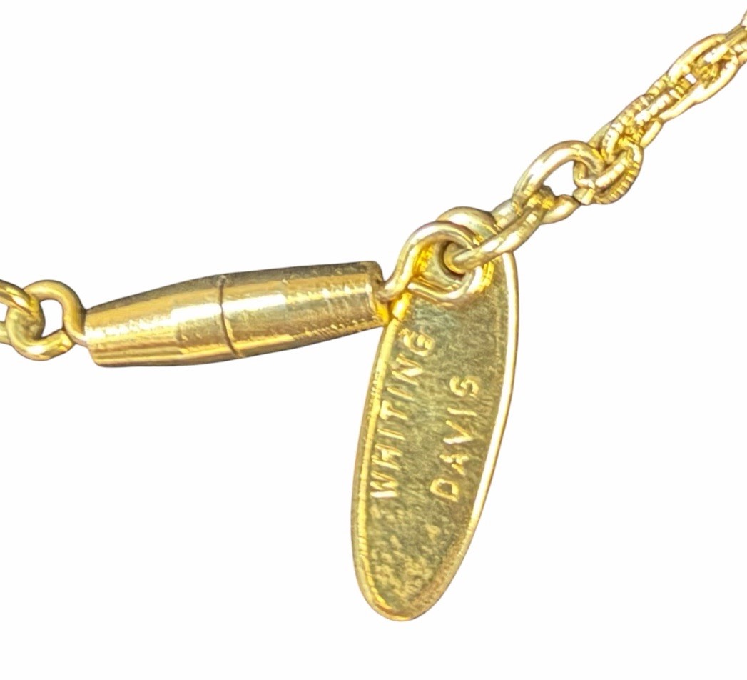Vintage Whiting Davis Gold Tone Necklace with Tiger’s Eye & Tiger’s Eye earrings