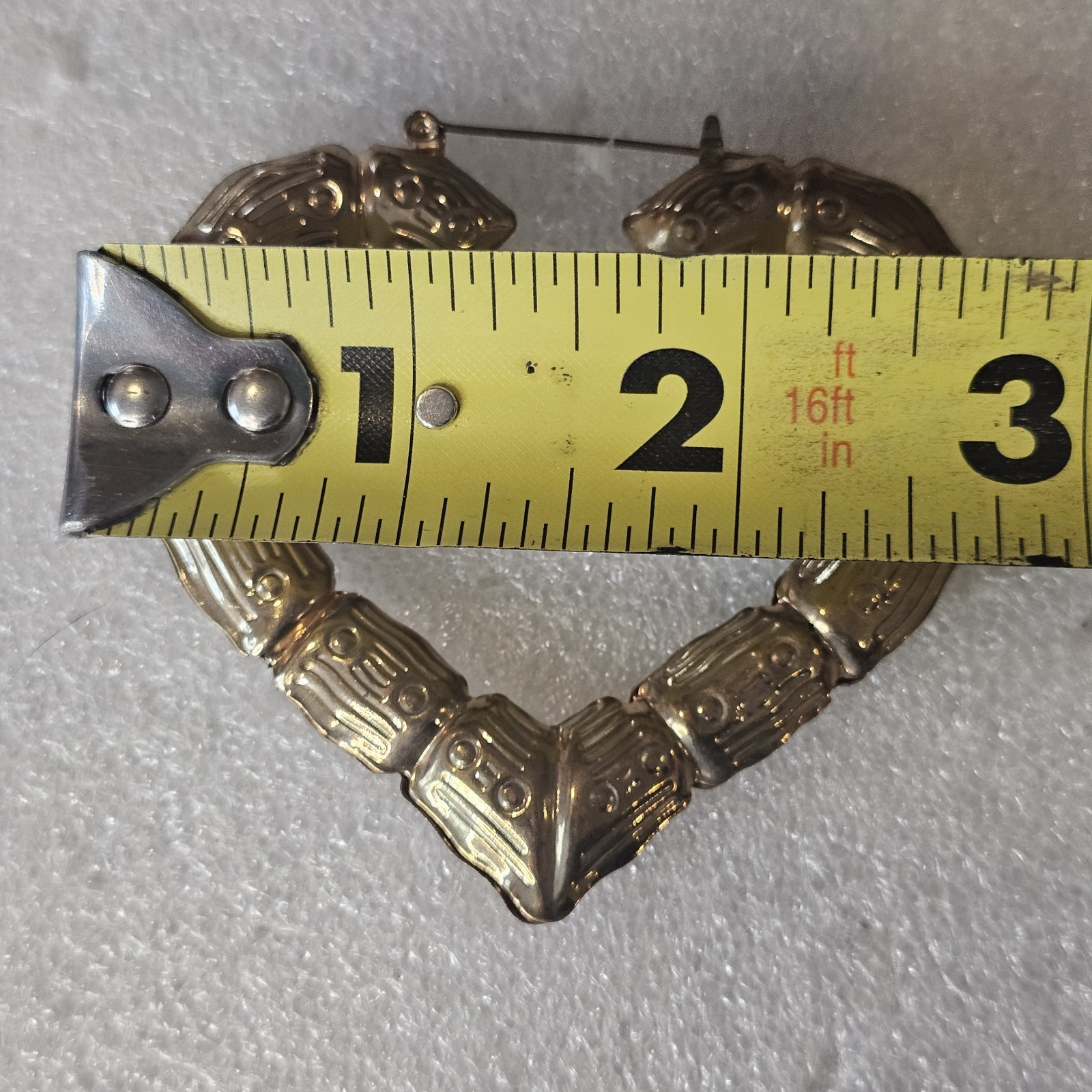 VTG Large Heart Hoop Statement Earrings Lightweight Hollow Gold Tone 2.75 Love