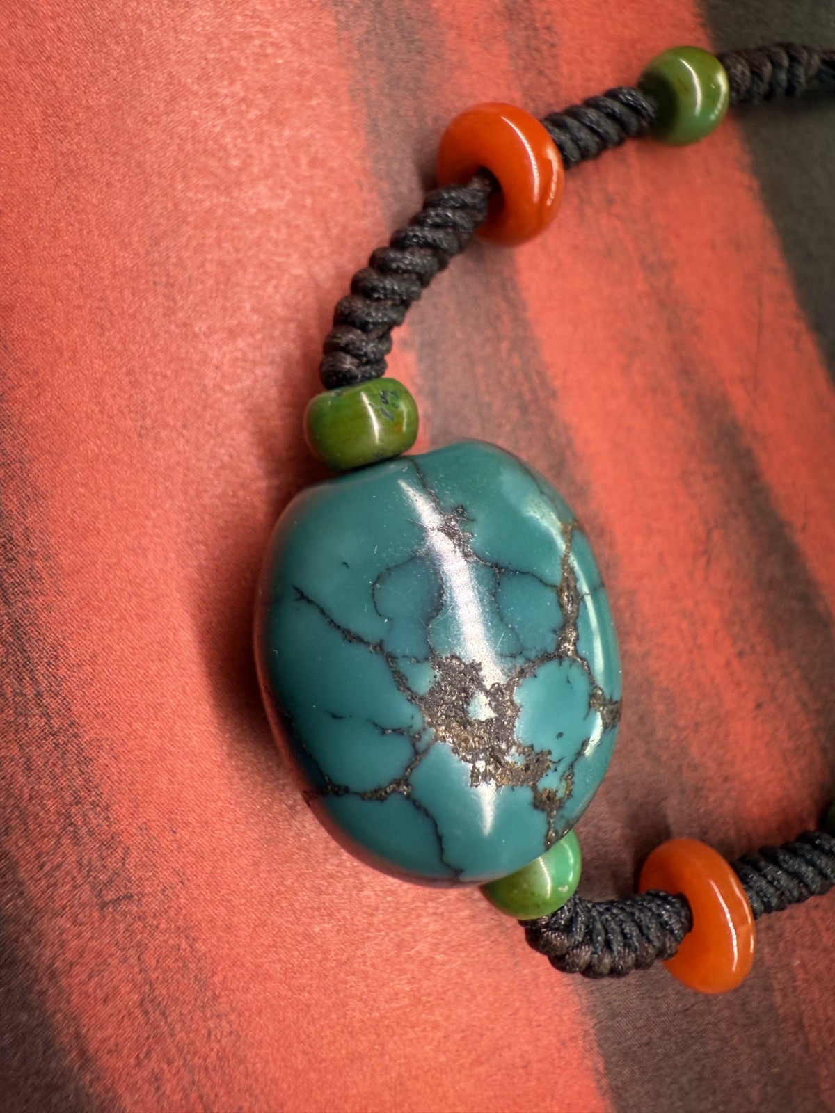 Vintage Tibetan Turquoise Bead Necklace | Handcrafted Traditional Amulet