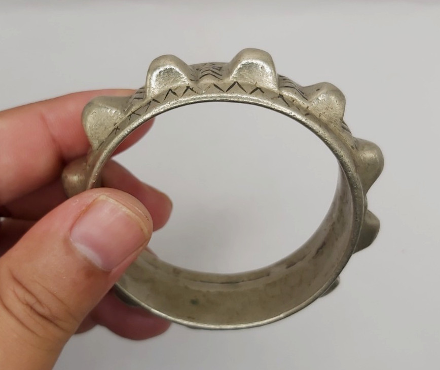 Vintage Amazigh Berber Silver Color Solid Bracelet Tribal Moroccan Cuff Ethnic