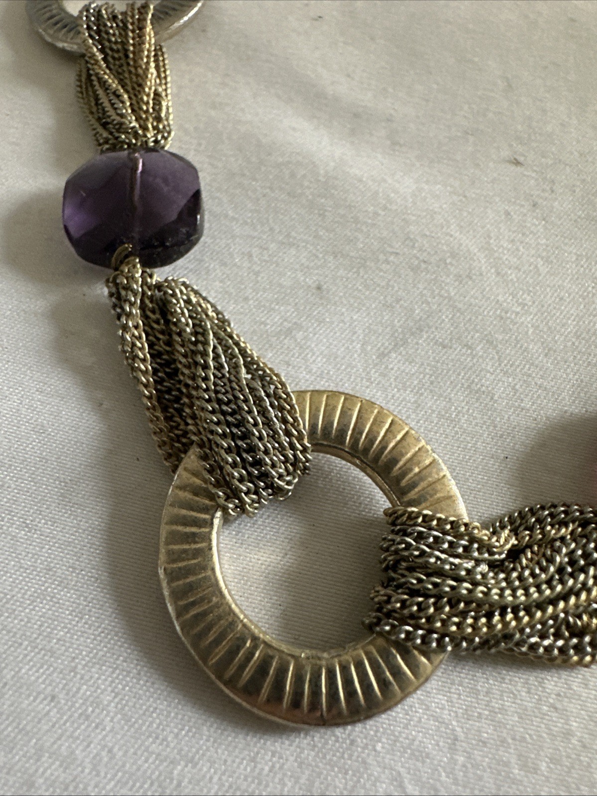 Vintage mesh chain links round metallic rings Chain Choker Necklace 19”
