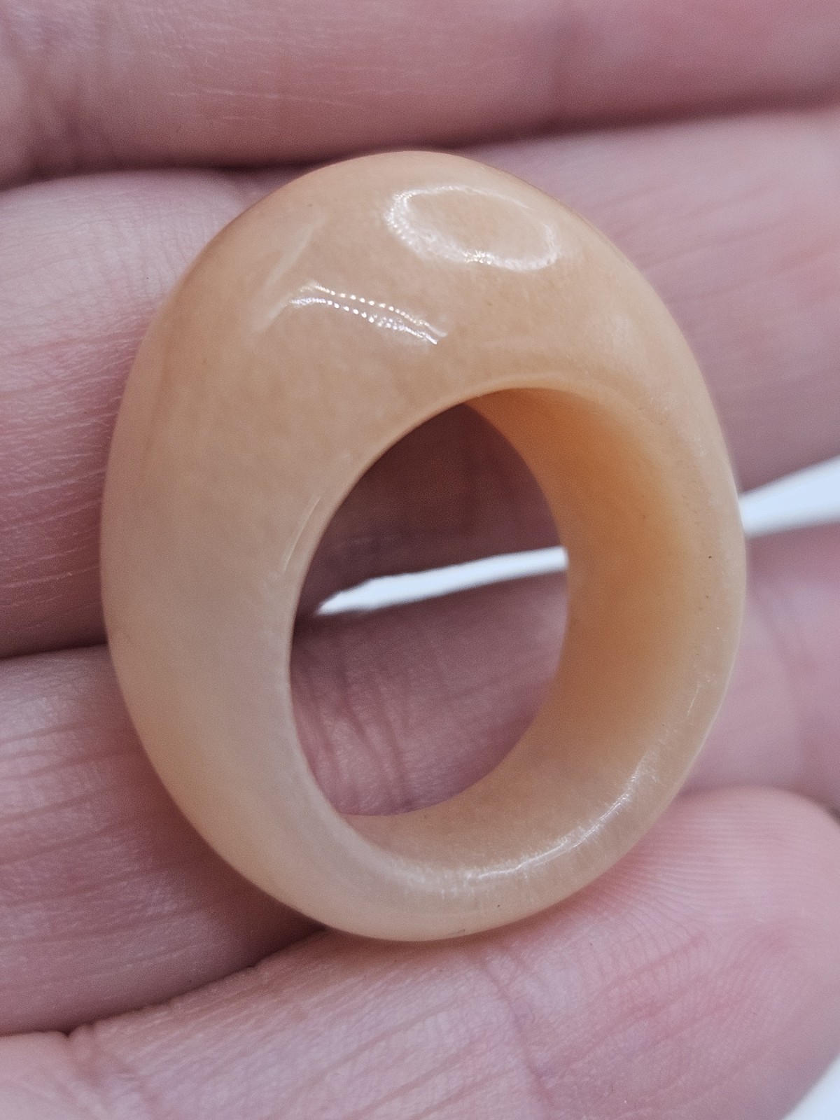 Vintage Solid Peach Color Stone Dome Band Ring Size 5.5