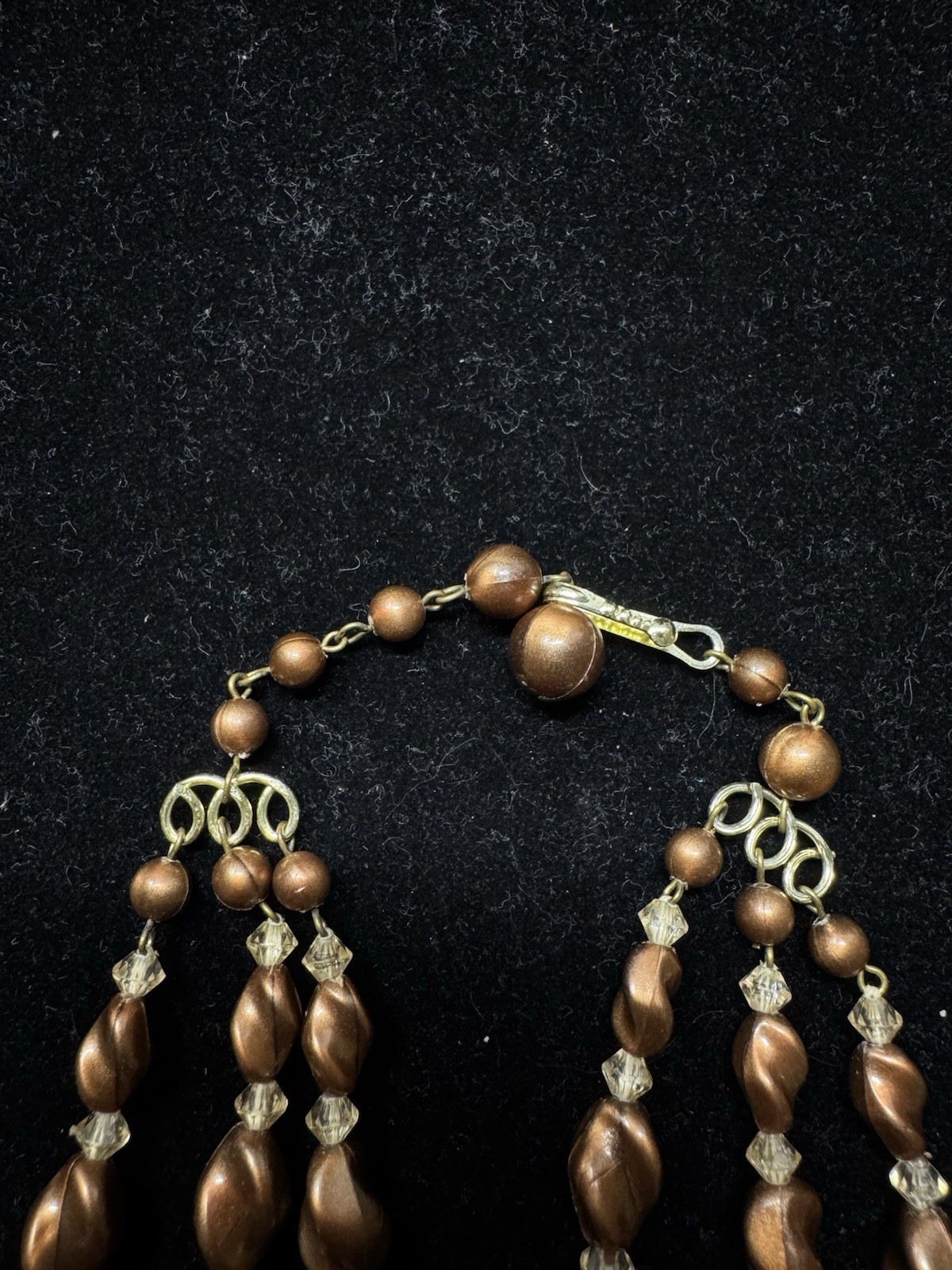 vintage three-strand necklace Acrylic Lucite Plastic Glass Beads Made In Germany