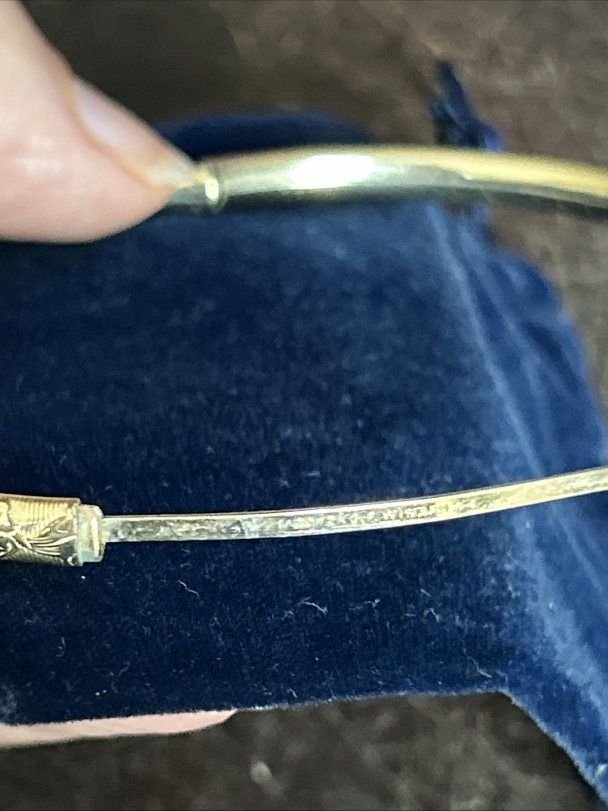 Vintage WINARD 12K Gold Filled Hinged Bangle floral Etched secure with Bar