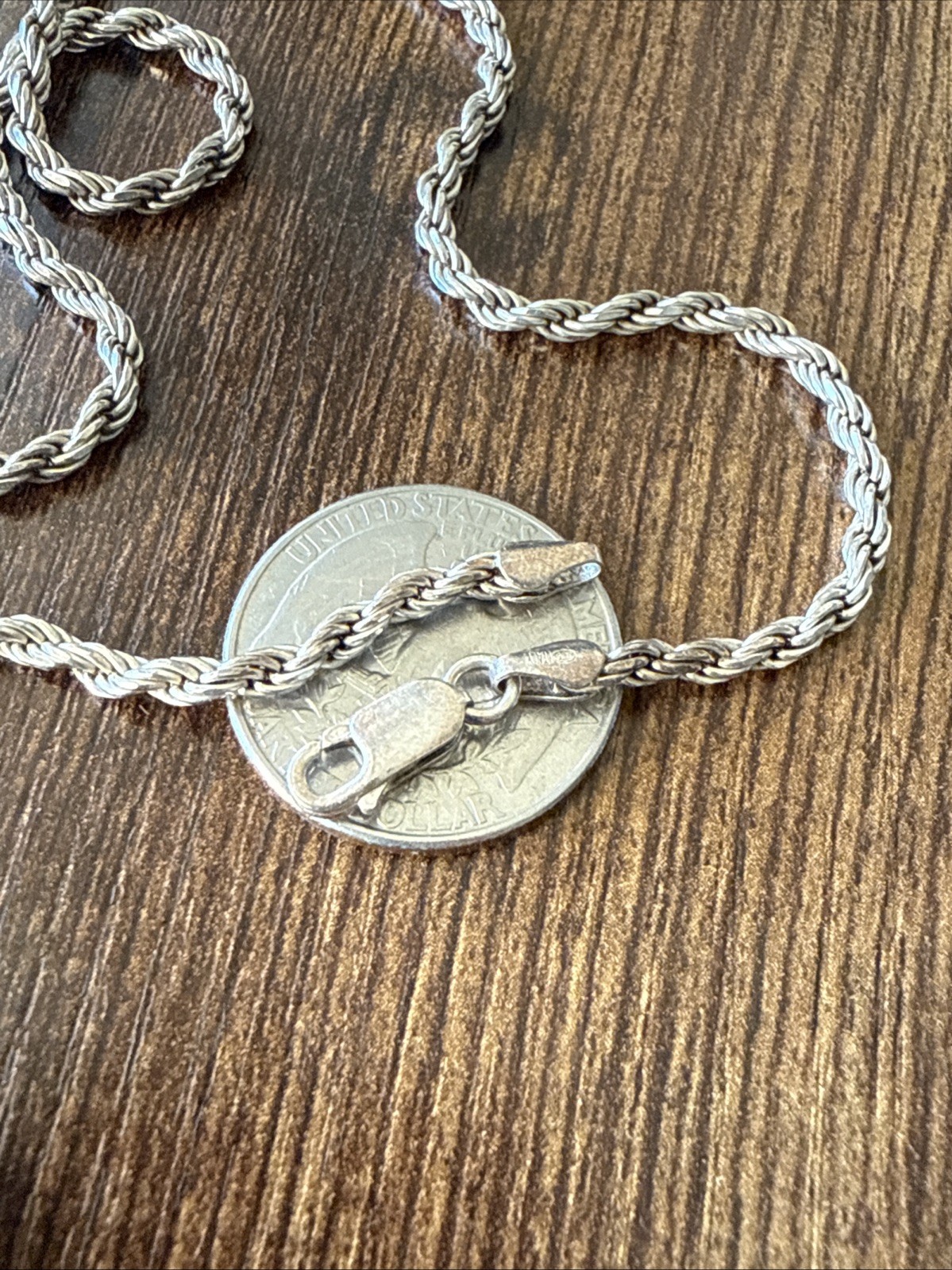 Twist Rope Chain Necklace Sterling Silver 925 22”L 3mmW Lobster Closure Italy Vi