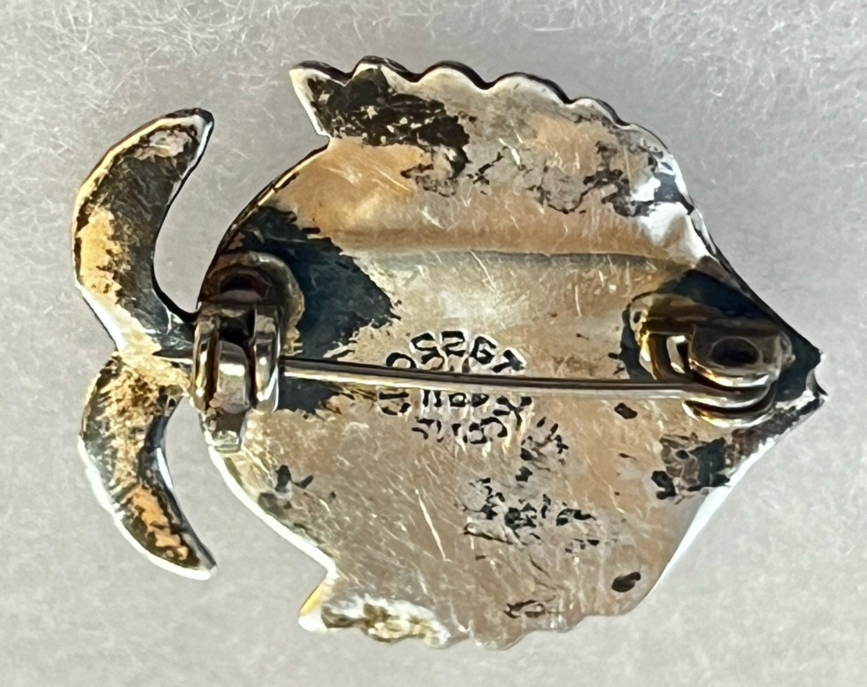 Vintage Taxco Mexico FRH 925 Sterling Silver Abalone Fish Pin Brooch Artisan Mex