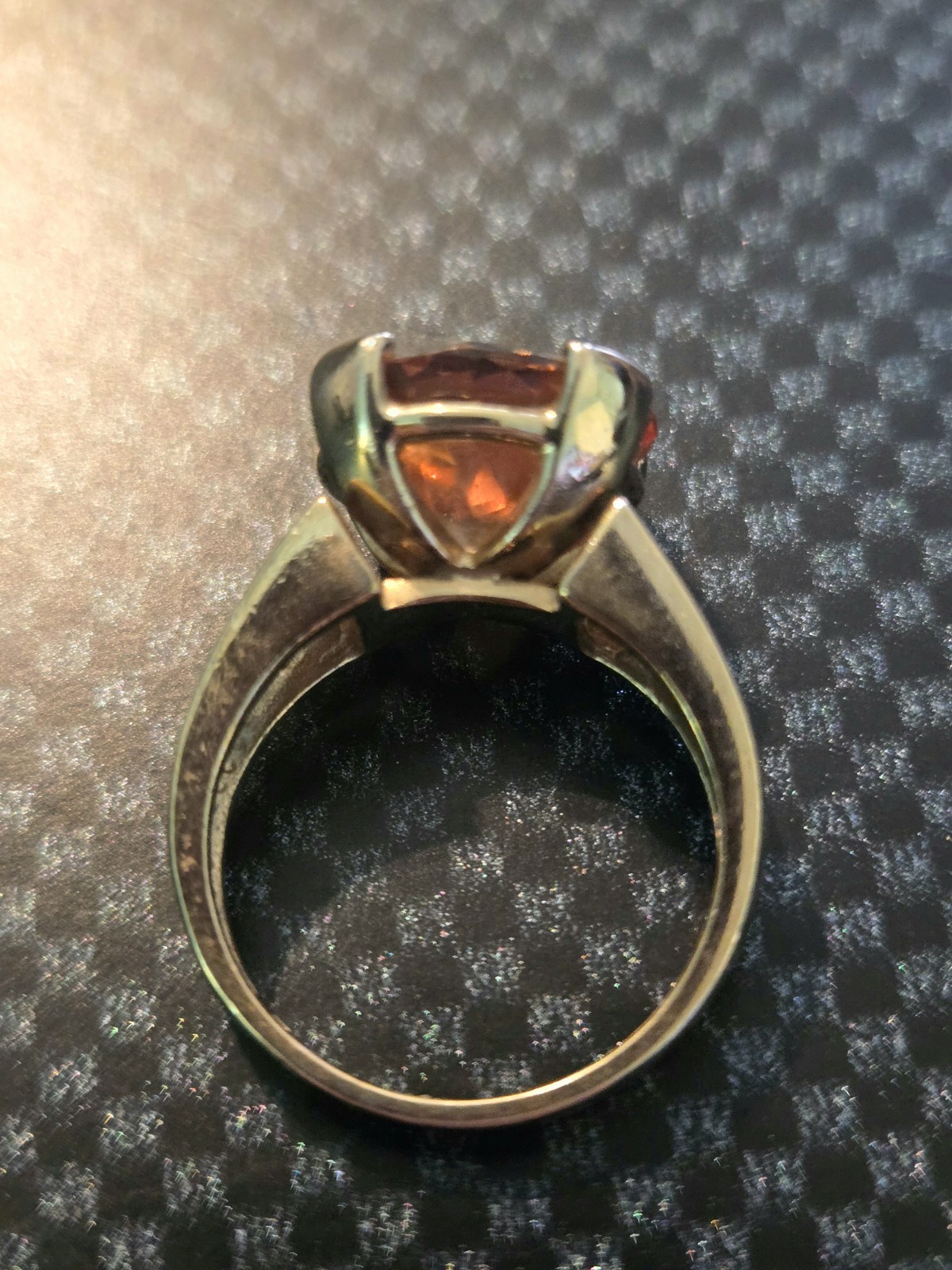 Vintage 925 Sterling Silver CZ Citrine Orange Vermeil Gold Ring Size 6