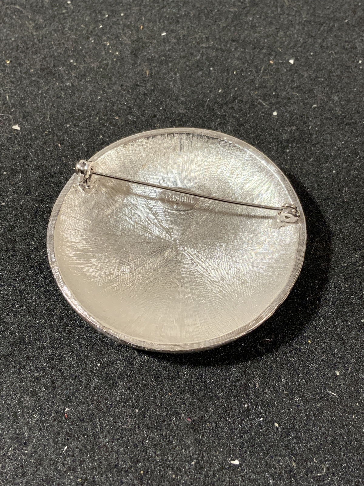 Vintage PASTELLI Large Silver Tone Pin Brooch Signed