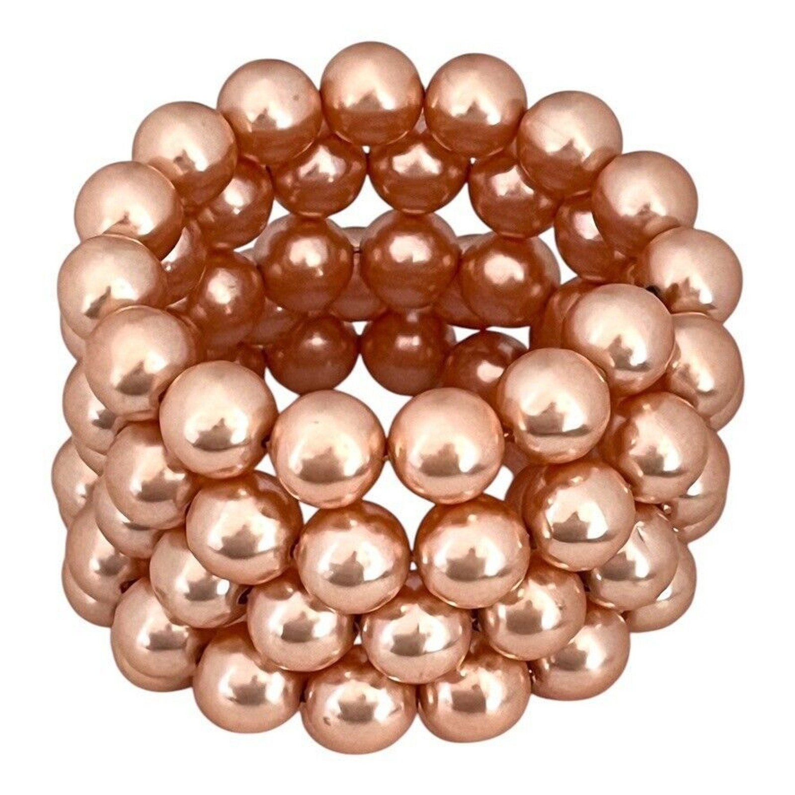 Vintage 1980s Monet Bracelet Peach Faux Pearl Wide Multi Strand Wrap – BB1
