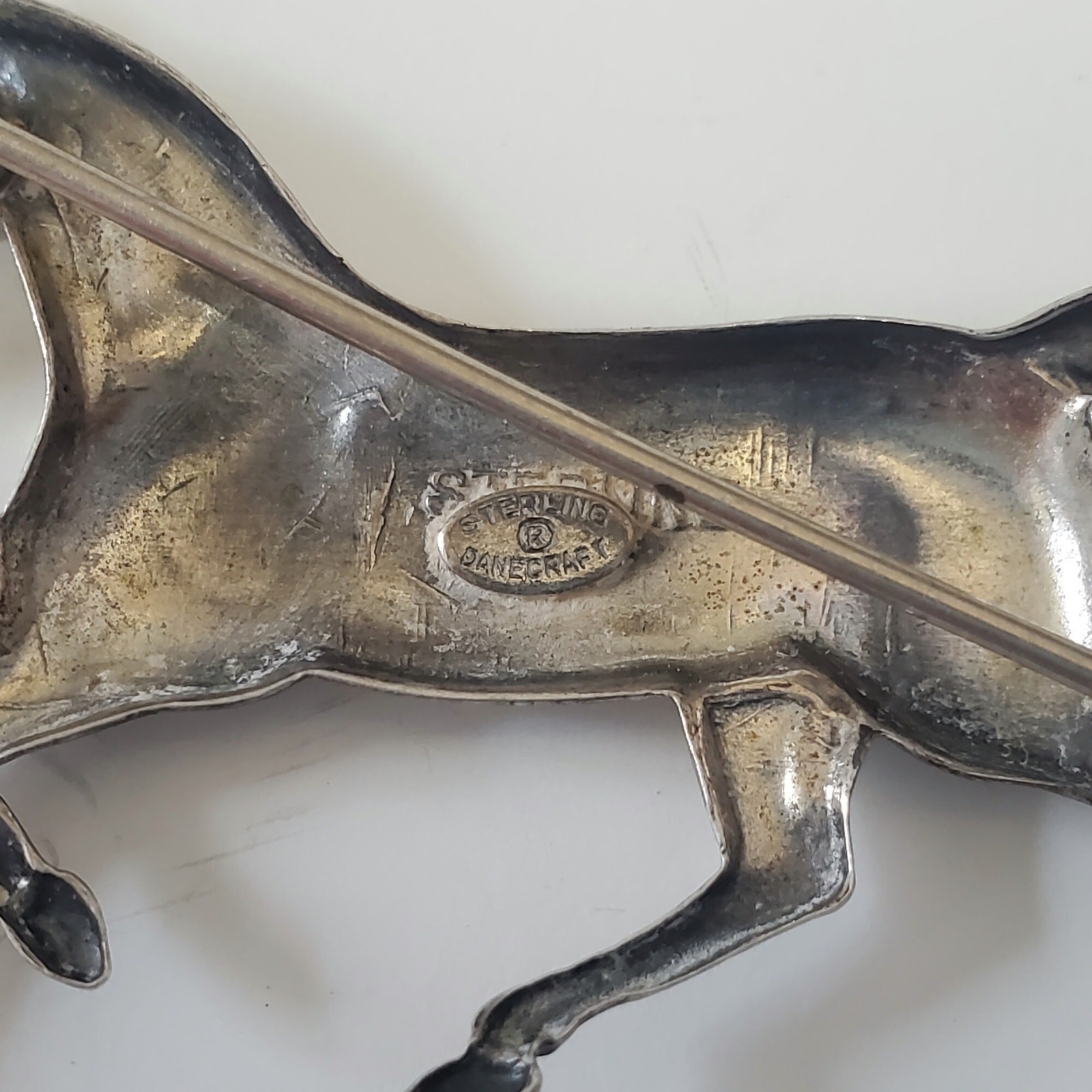 Vintage Danecraft Sterling Silver Running Horse Brooch Pin 925