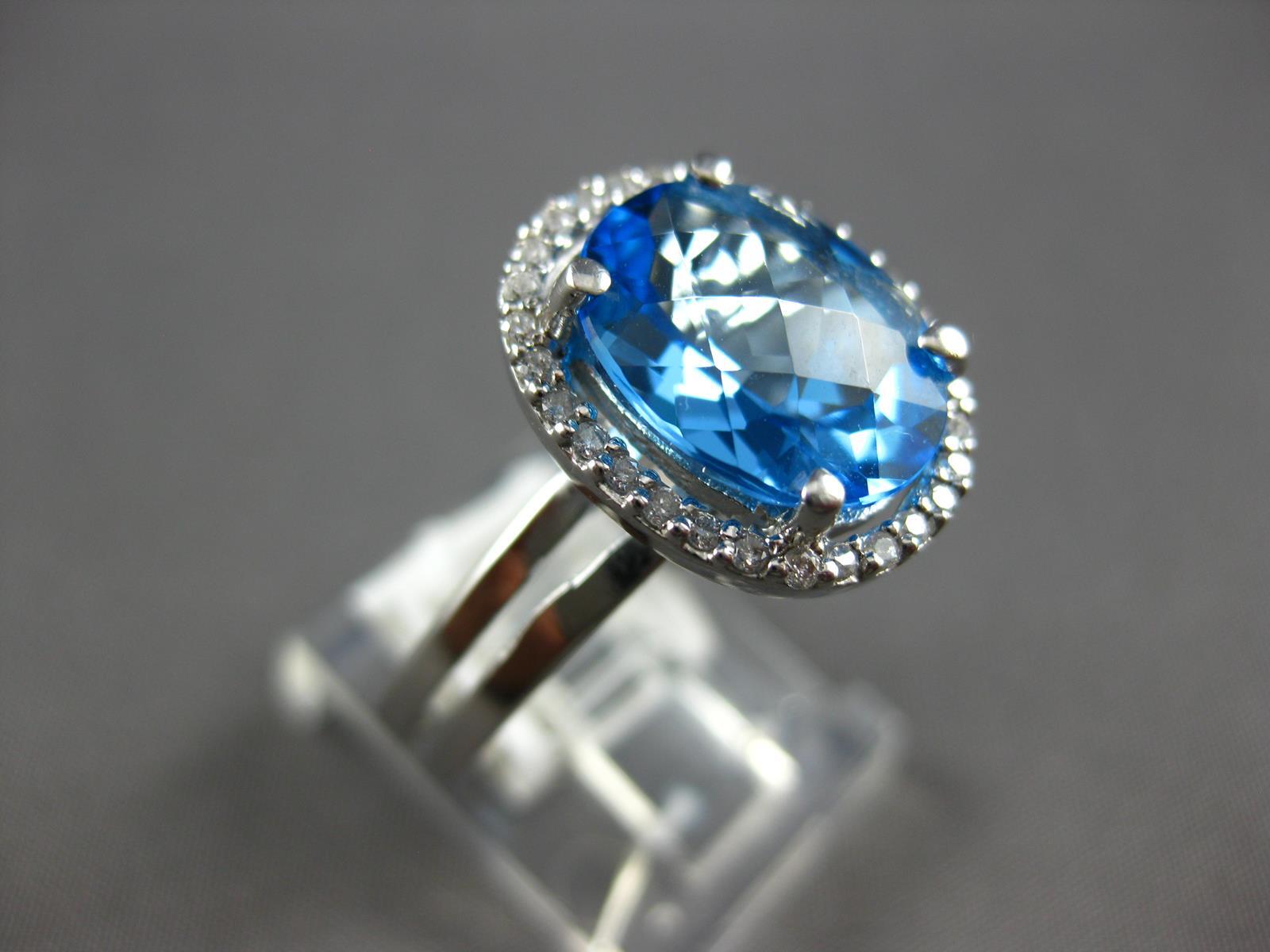 3.58CT DIAMOND & AAA BLUE TOPAZ 14KT WHITE GOLD 3D OVAL & ROUND ENGAGEMENT RING