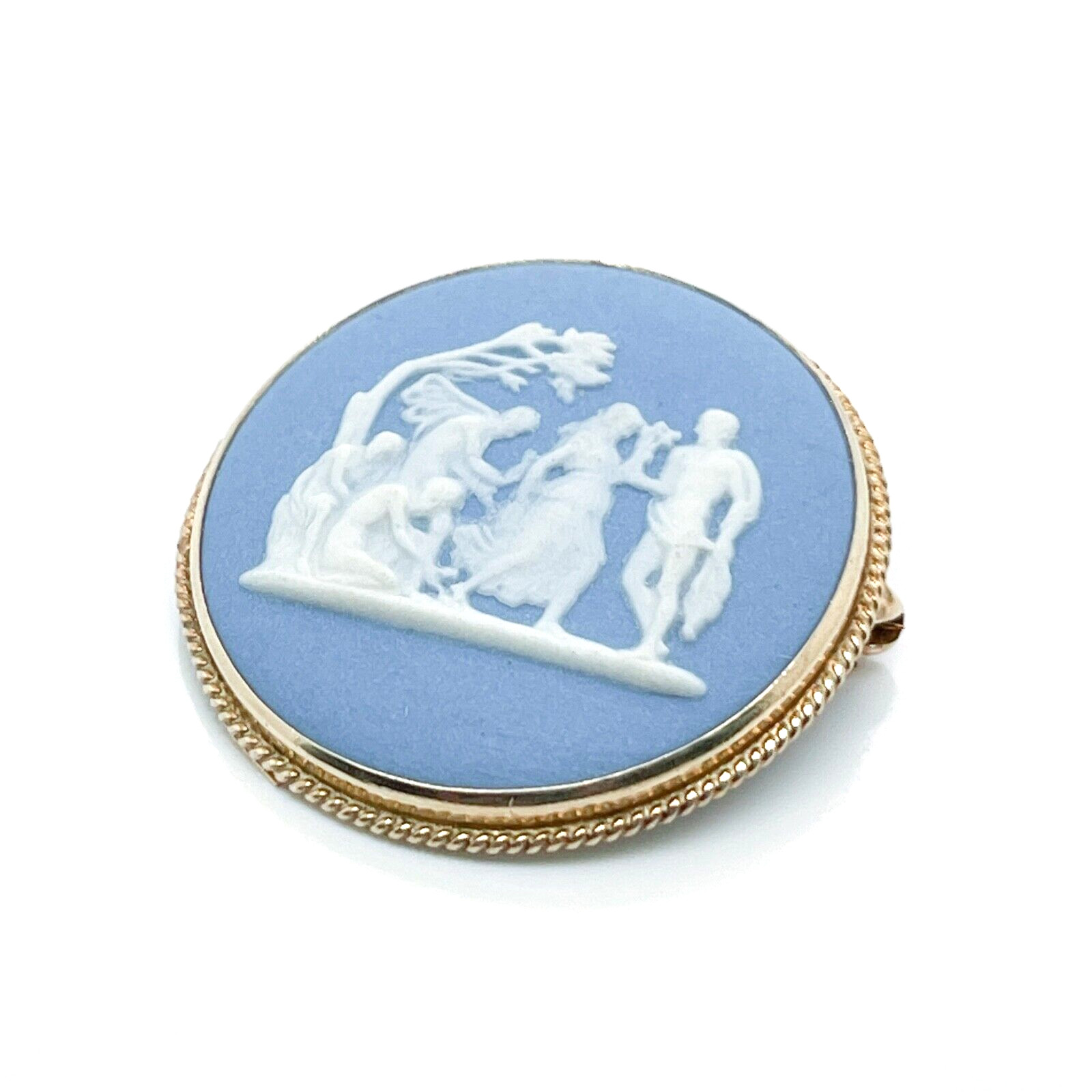 14 Karat Gold Wedgwood Jasperware Convertible Brooch & Pendant – 14k jasper VR .