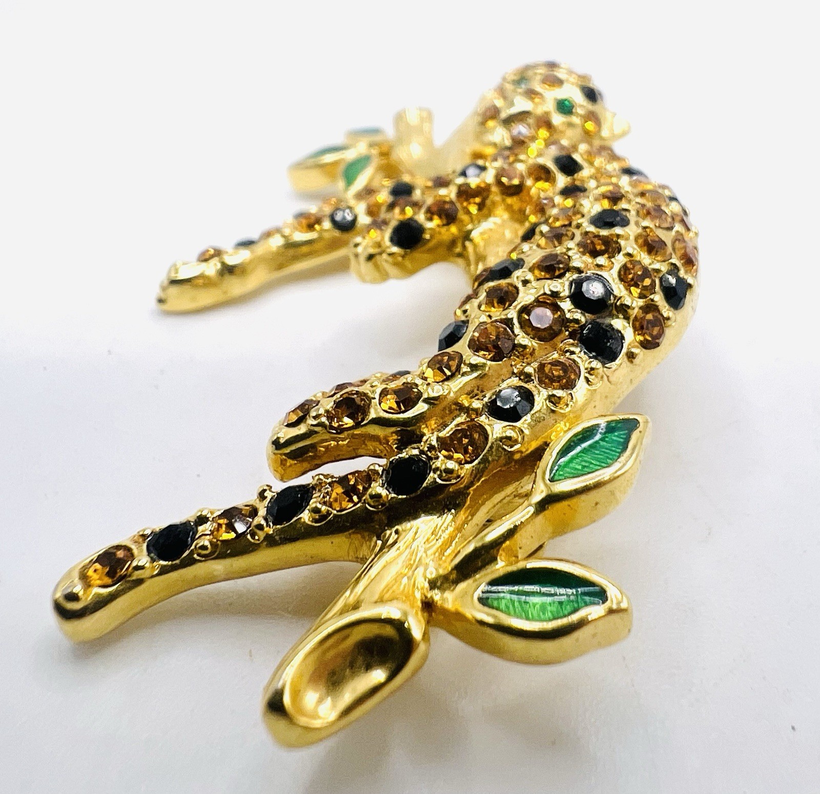 Vintage Trifari Safari Limited Edition 1997 Rhinestone Leopard Enamel BroochPin