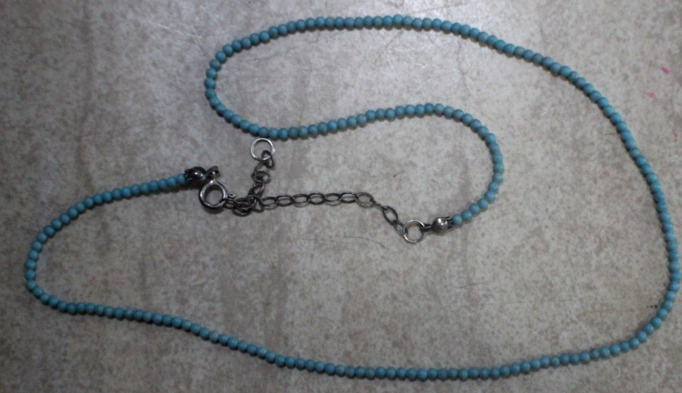 7 Different S silver and Turquoise Beads Necklaces Lot