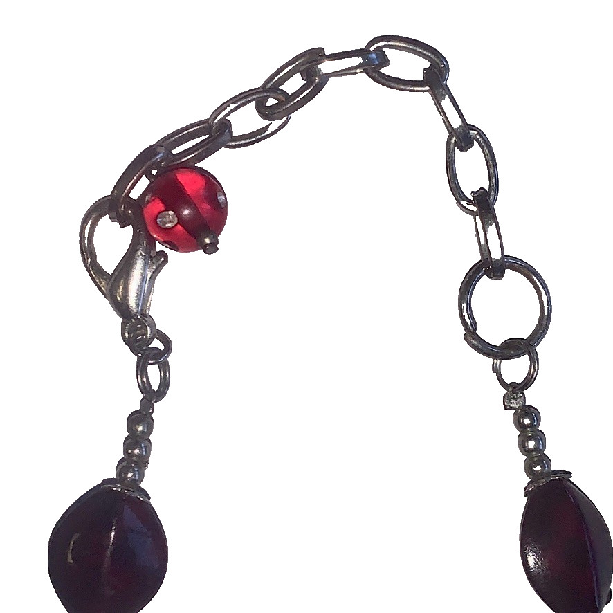 Red Beaded Heart Necklace Vintage Valentines Chunky 1980s 1990s Statement Piece
