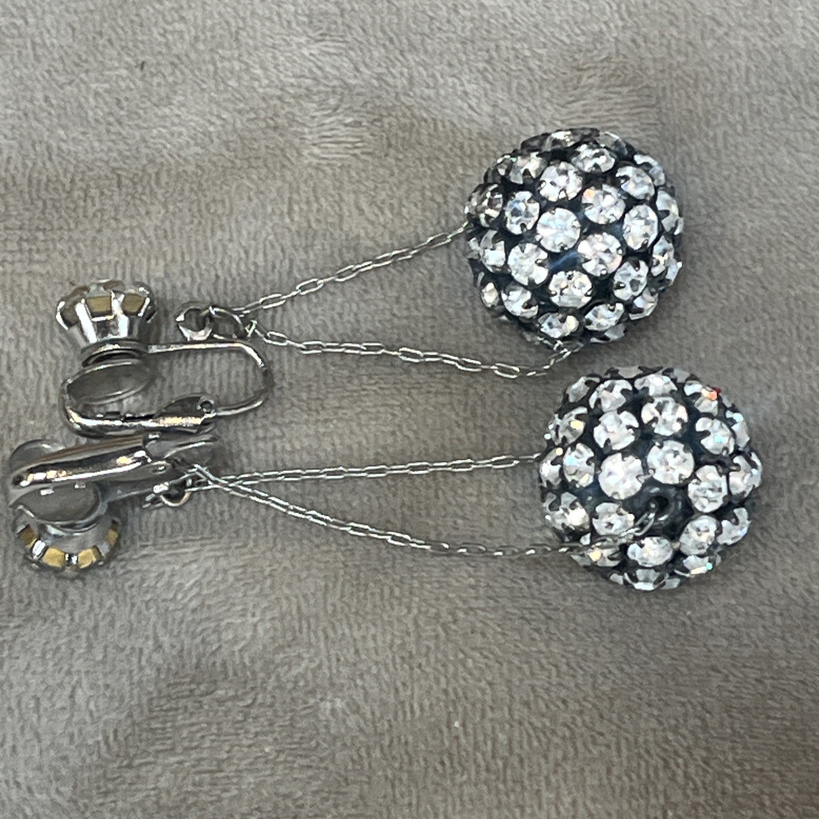 Vintage Lot of 3 Pairs Clip-on Earrings Kramer Gold Black Disco Ball Drop Dangle