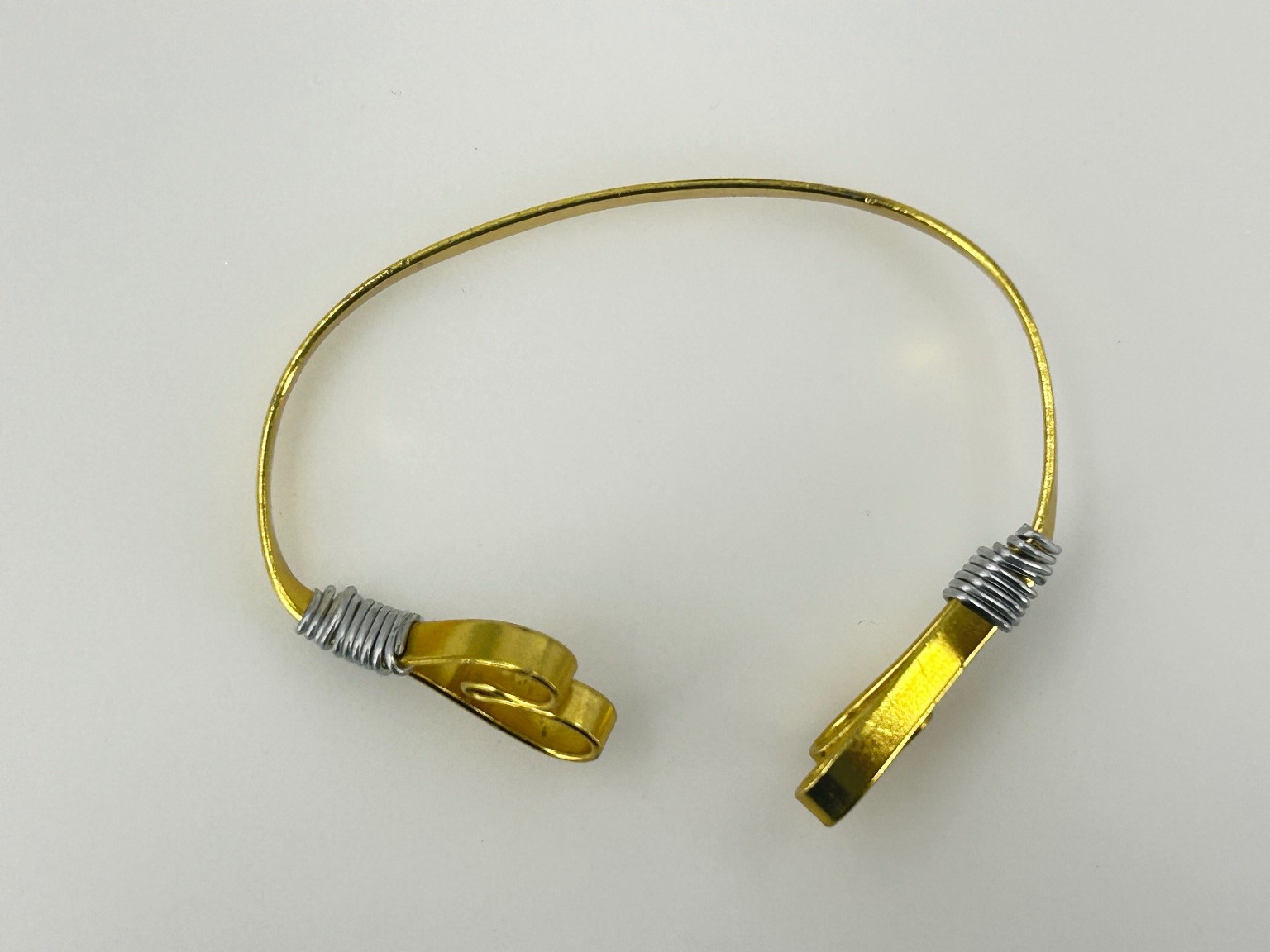 Vintage Handmade Gold Tone Wire Wrapped Open Cuff Bracelet