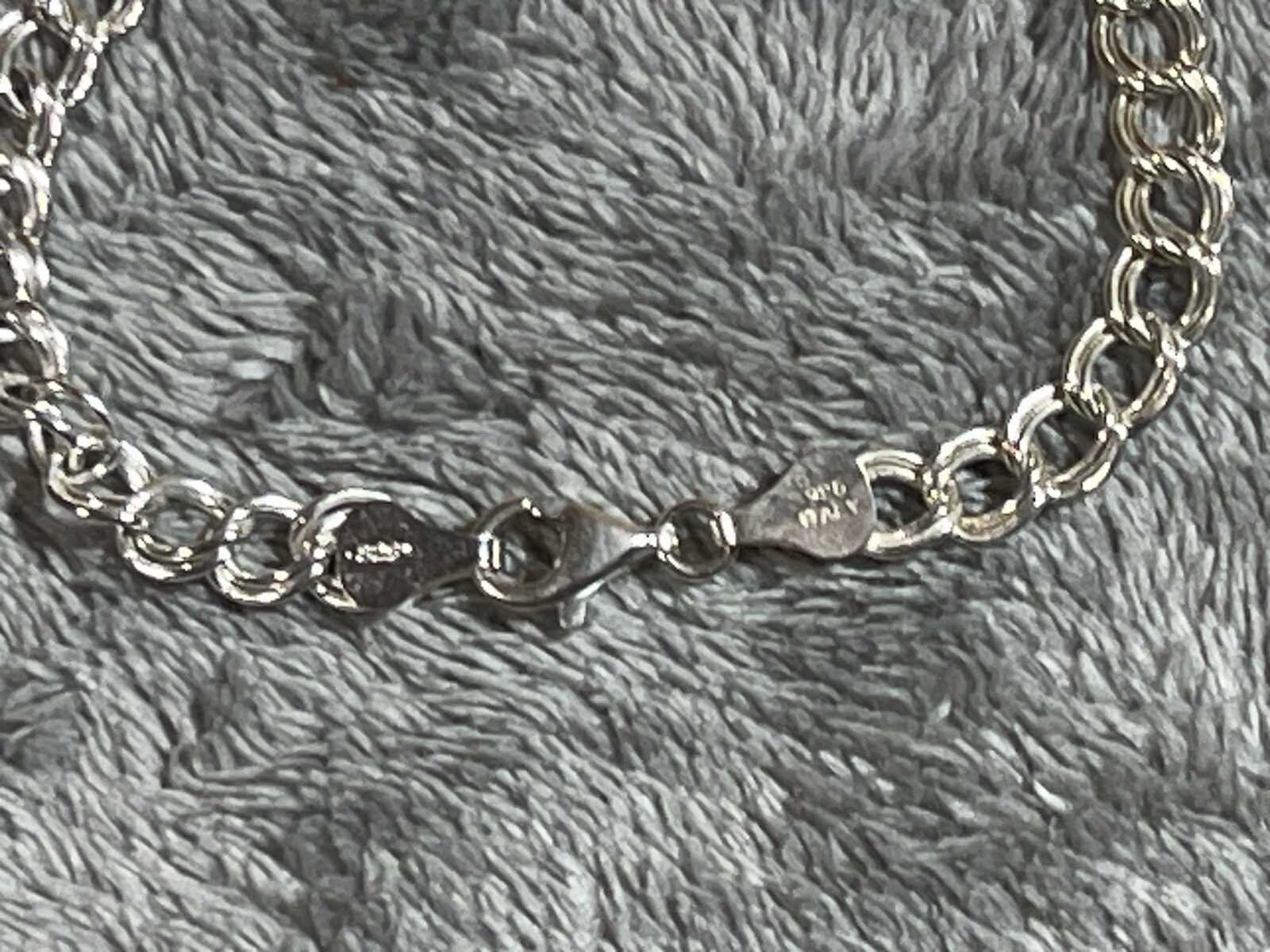 Vintage 925 Sterling Silver Double Link Charm Bracelet 7.25″ SU Stamped !!