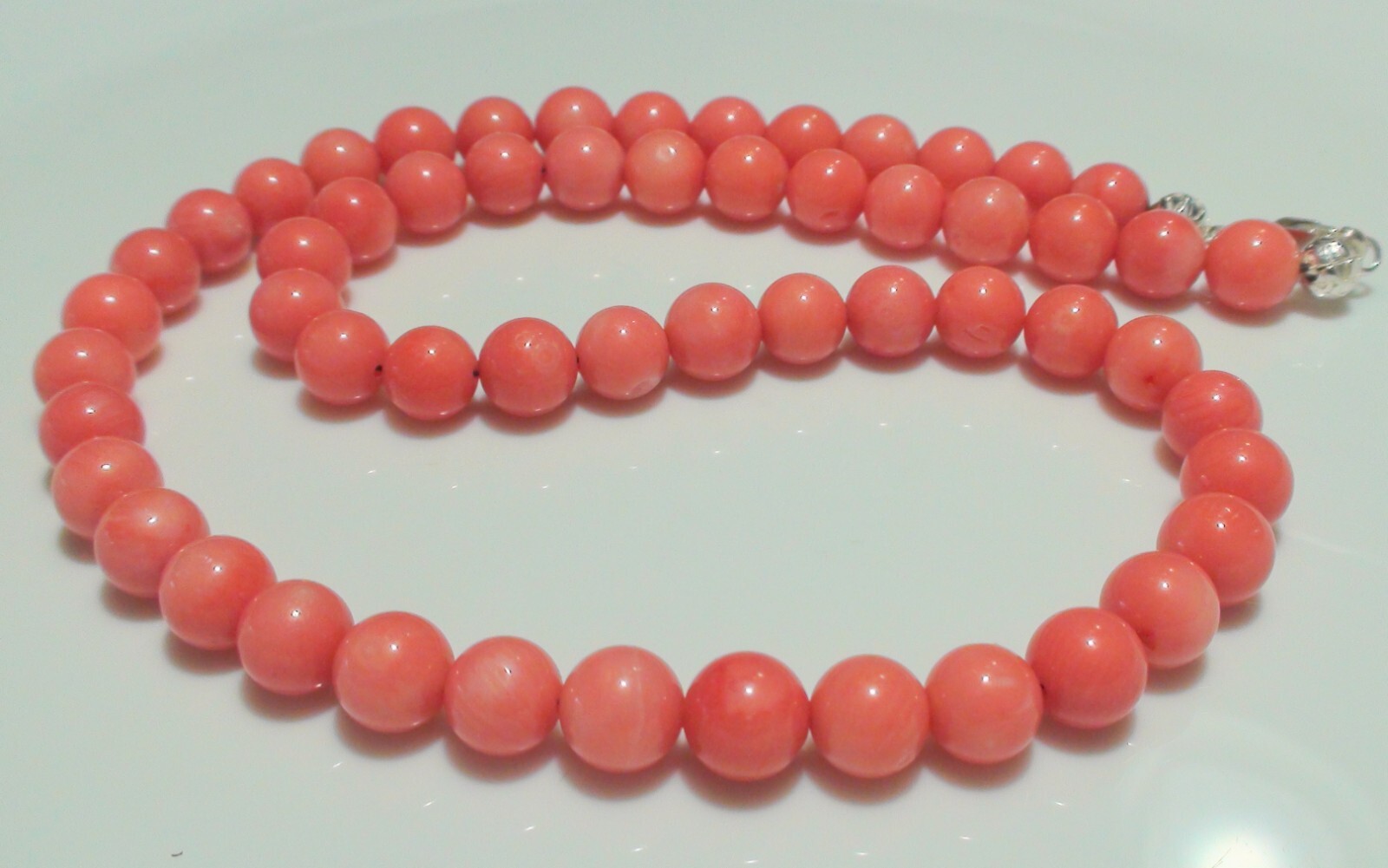 VINTAGE! 213.25ct 100% NATURAL PINK SALMON JAPANESE MOMO CORAL 925 SILVER CLASP