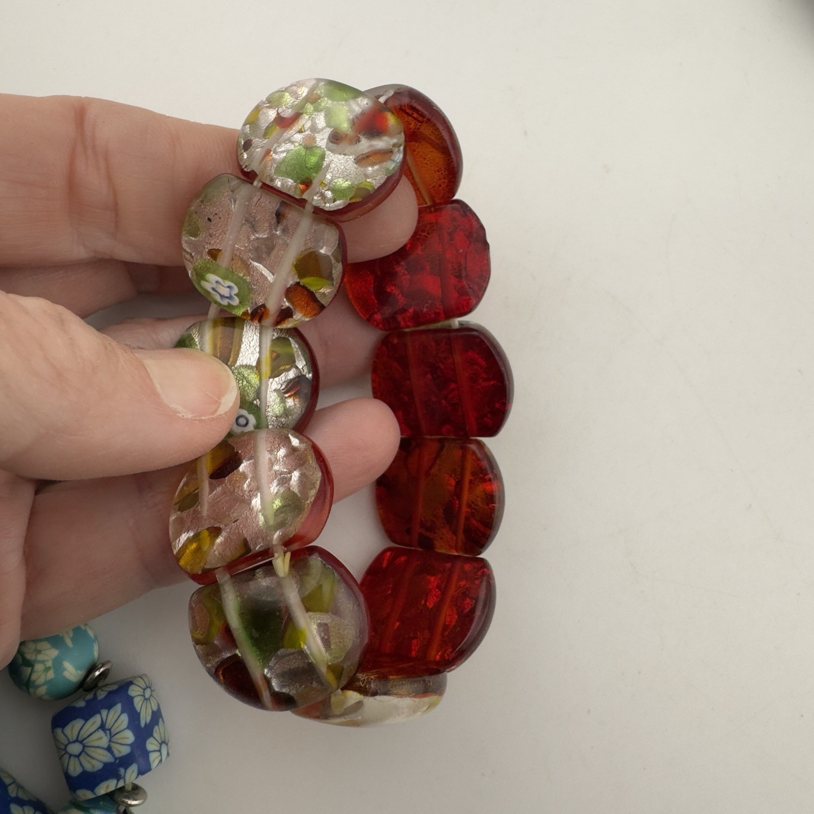 Vintage Estate Stretch AB Bead Beaded Glass Plastic Bracelet Large Lot of 8