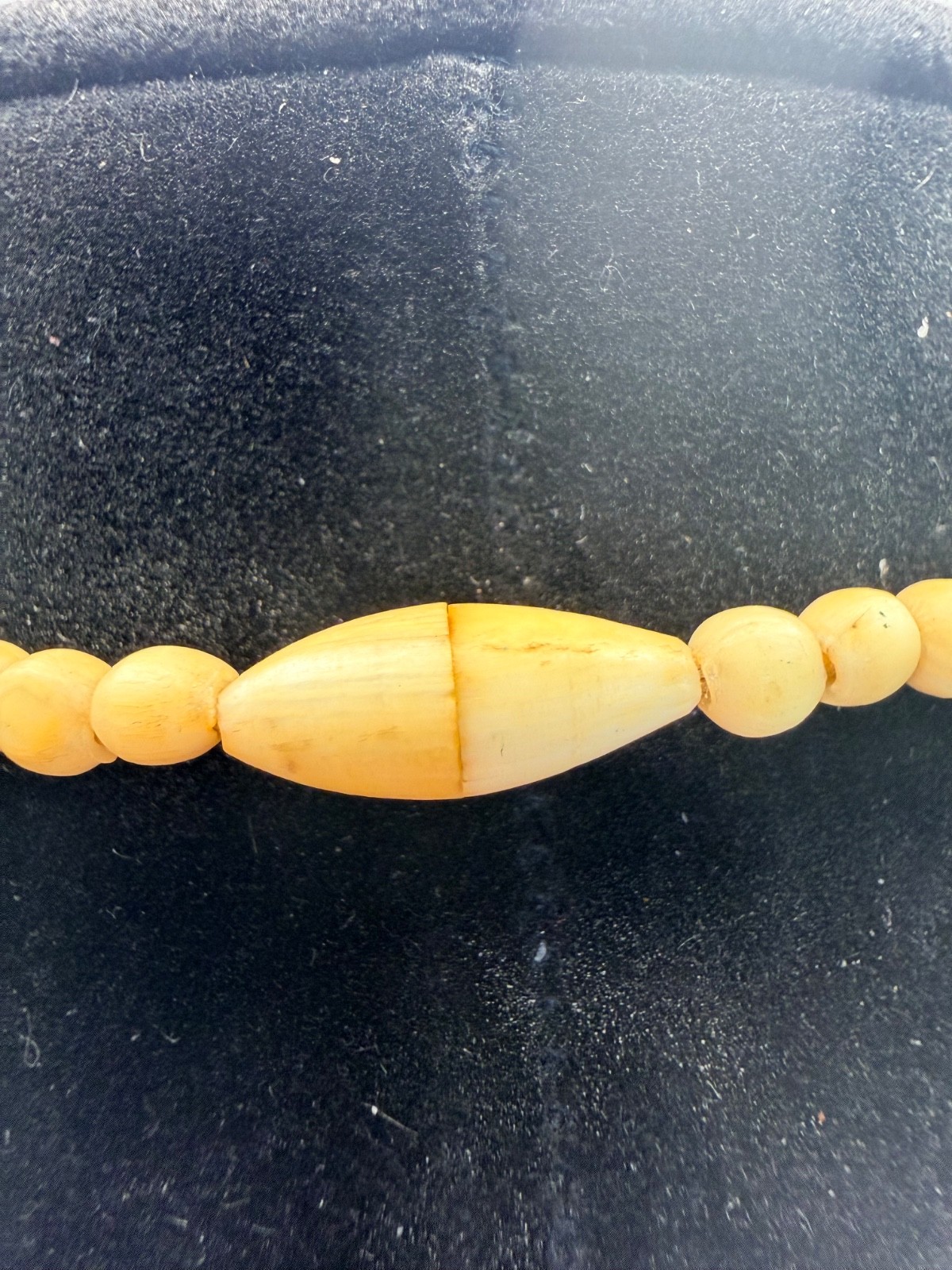 vintage Chinese export hand-carved bovine bone rose necklace, circa 1920-40
