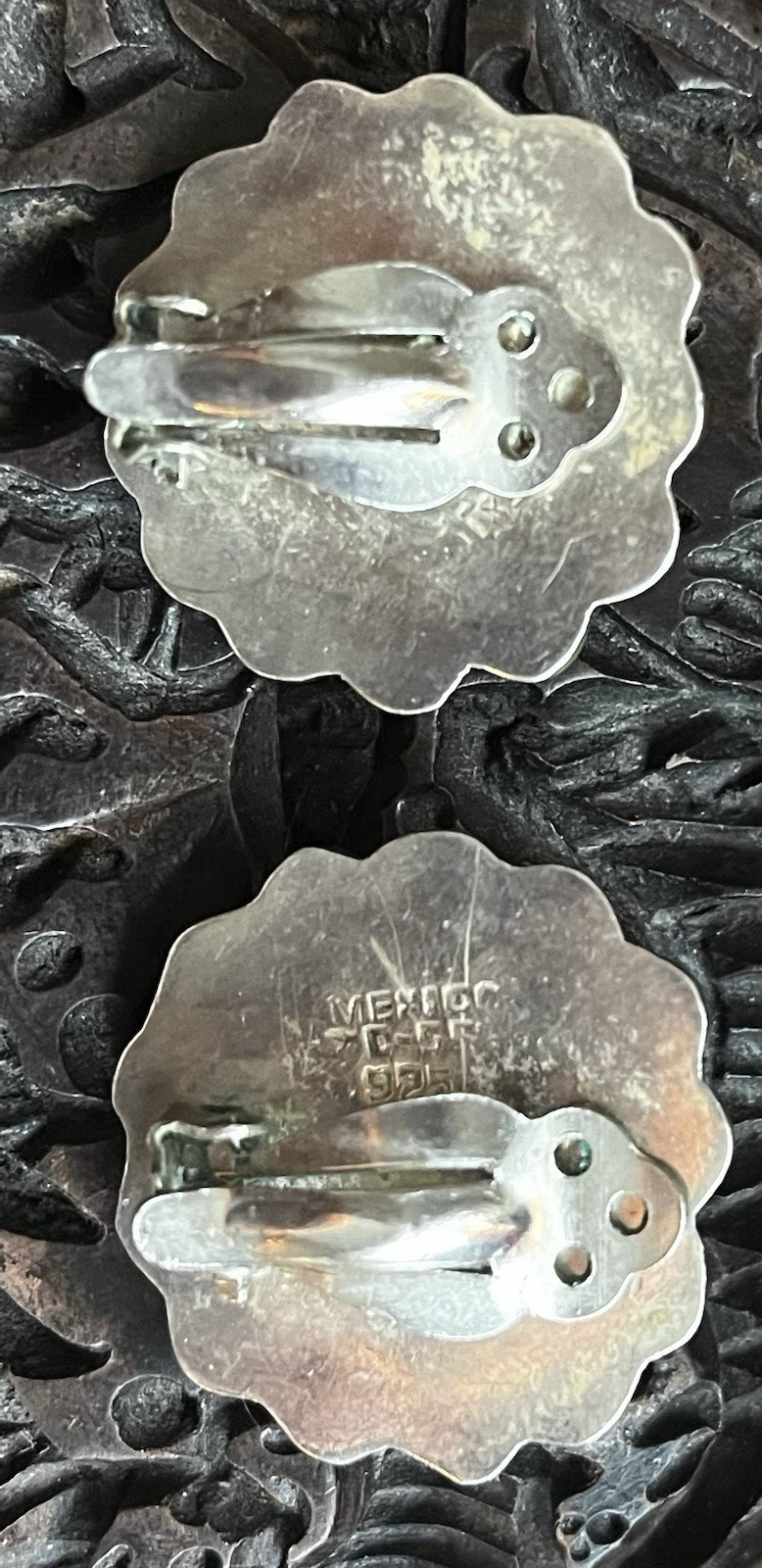 Vintage Sterling Silver 925 Mixed Metal Clip On Earrings Taxco Mexico