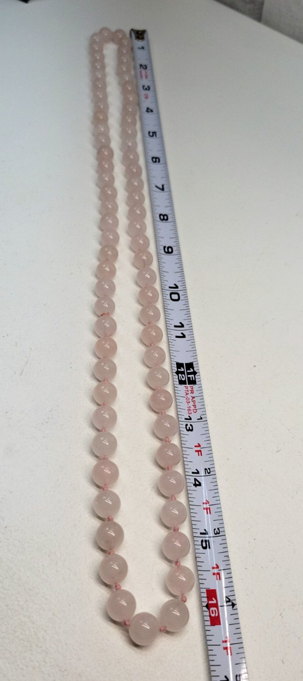 VTG Rose Quartz Hand Knotted 32″ Continuous Gemstone Bead Necklace