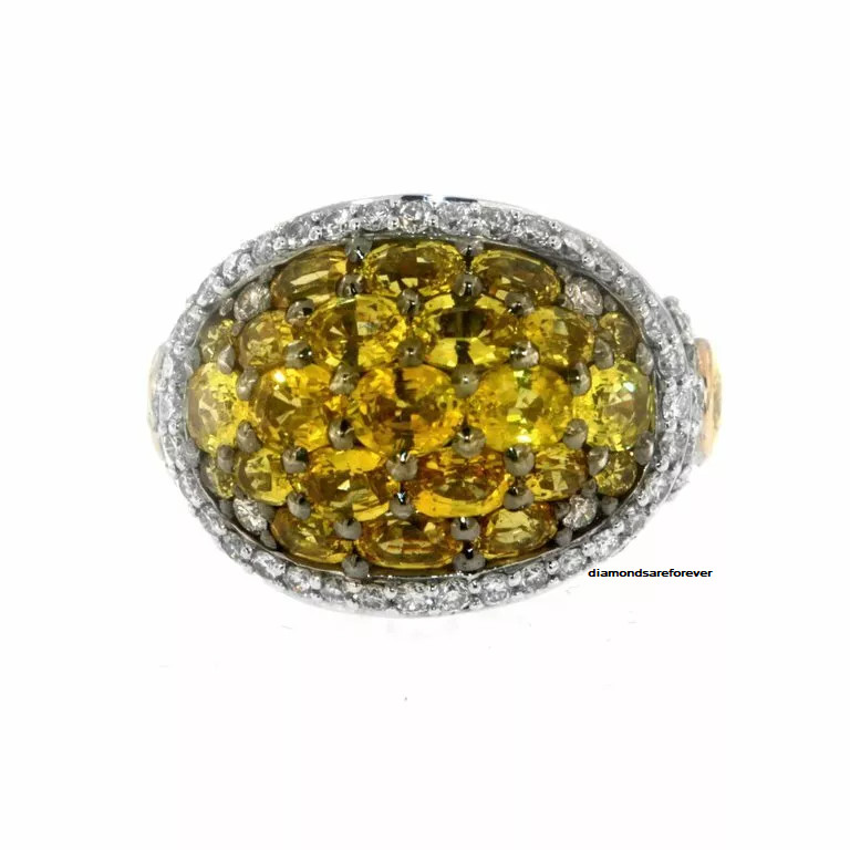 Solid 925 Silver 10.00ct Yellow Sapphire & White CZ Women’s Engagement Rine Ring