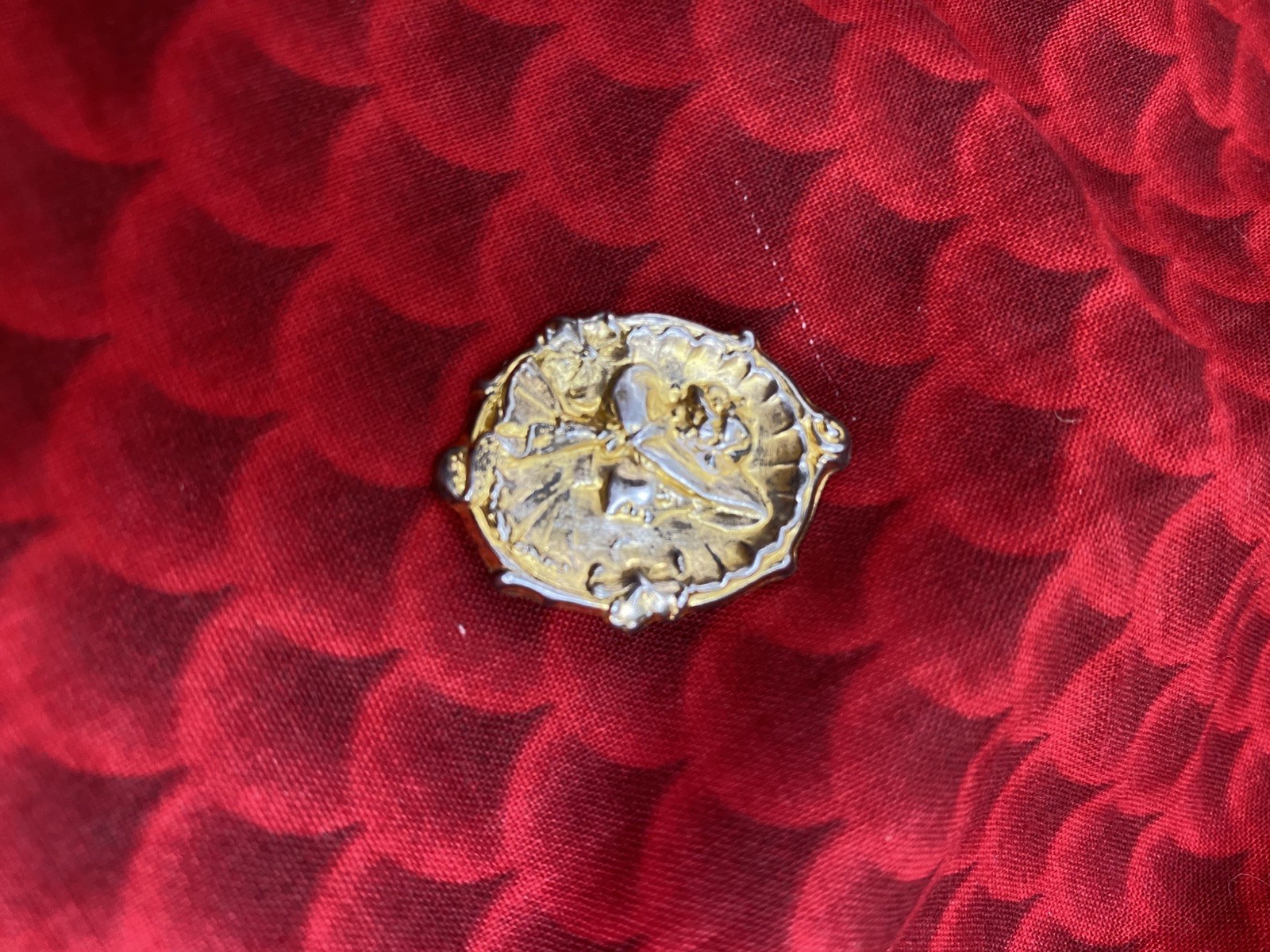 2 VINTAGE STERLING GOLD WASH BROOCH/PIN – FLORAL & VICTORIAN LADY