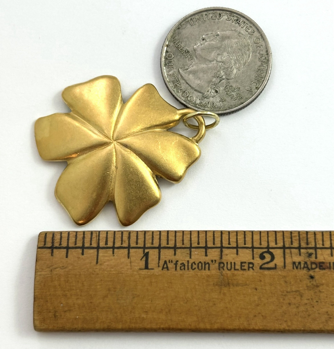 Vintage Flower Necklace Pendant Large Charm Gold Tone Metal Vintage Jewelry Gift