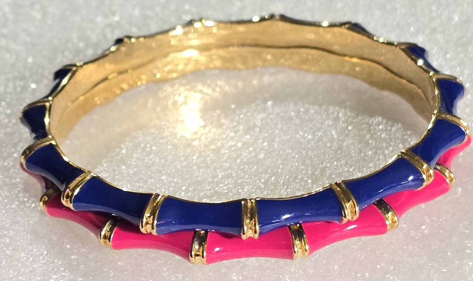 Vintage signed STELLA & DOT Navy Blue & Pink Bangle Bracelets Set