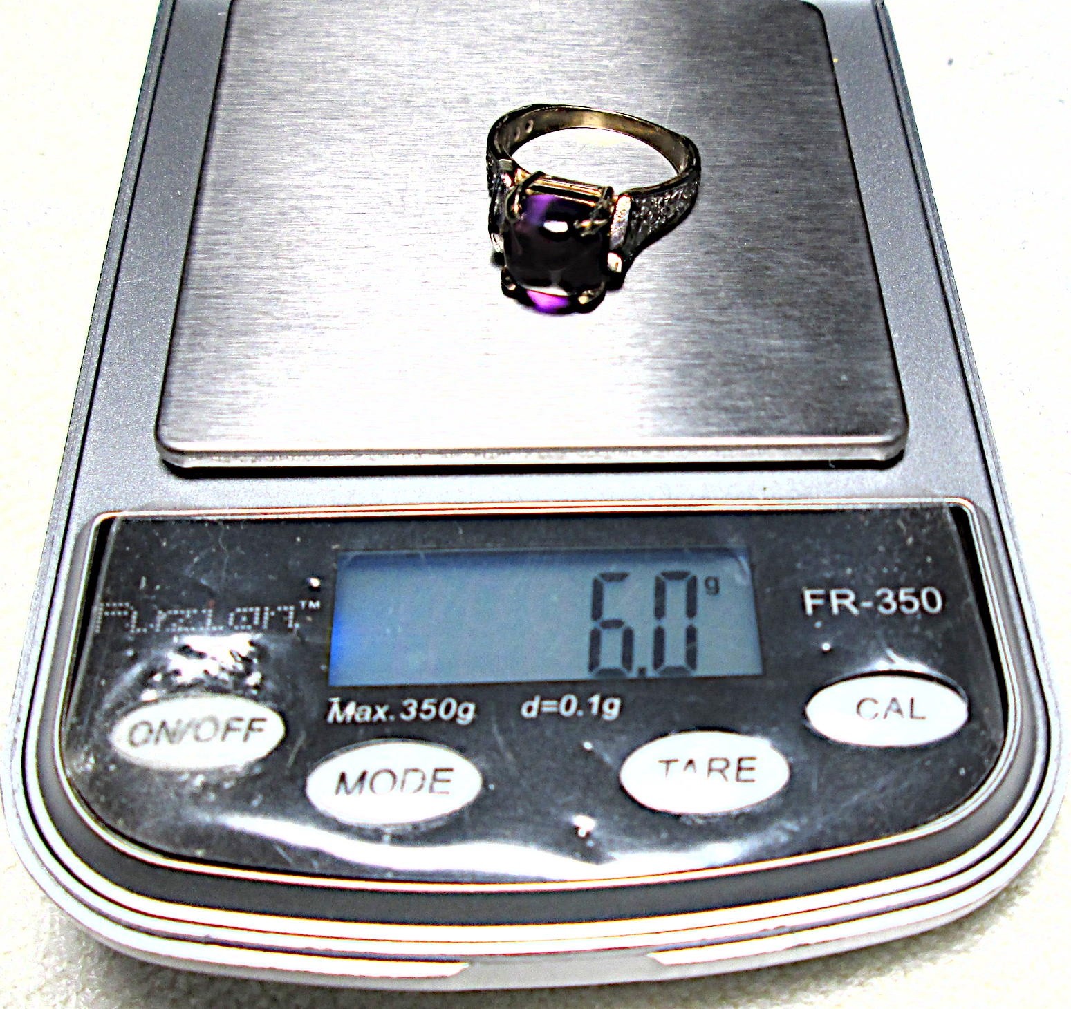 UNIQUE 14K TT GOLD 2+ CT AMETHYST 1.00 CTW DIAMOND RING 6 Grams FEB BIRTHSTONE
