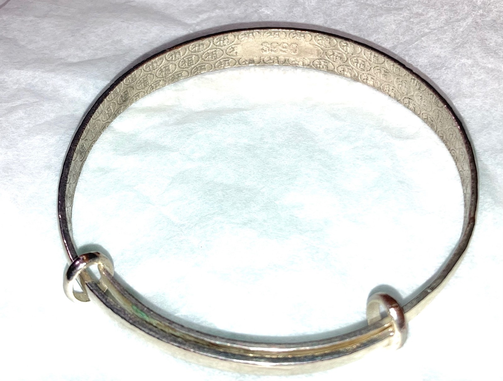 Sterling Silver Starburst Bangle Bracelet Vtg Mid Century Modern Adjustable