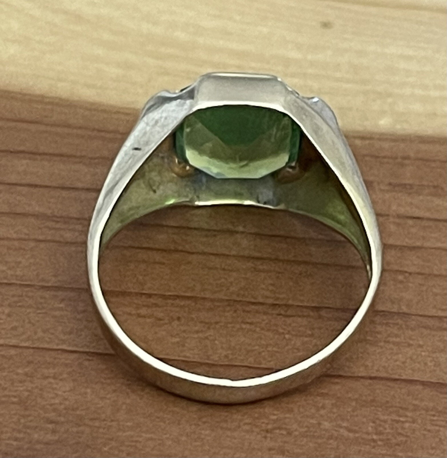 BDA 10k Yellow Gold Budlong Docherty & Armstrong Green Glass Signet Ring Sz 5.5