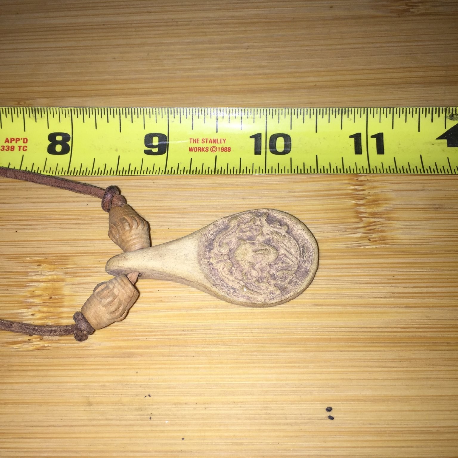 Vintage Handcrafted Teardrop Pendant Necklace Adjustable Leather Cord Tribal