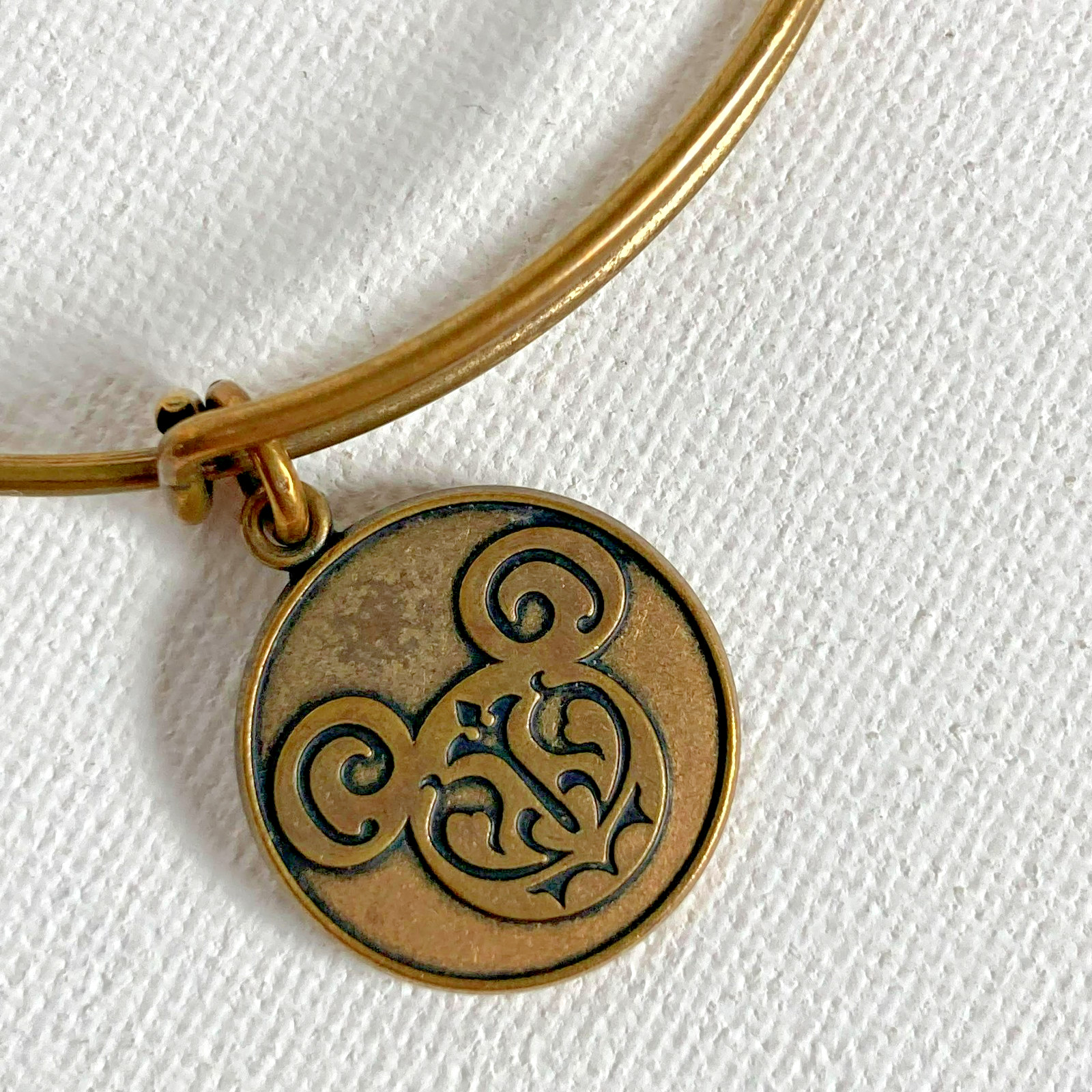 Bracelets 4 Vintage Alex and Ani Brass Friend with Flower Micky Mouse Angel Paw