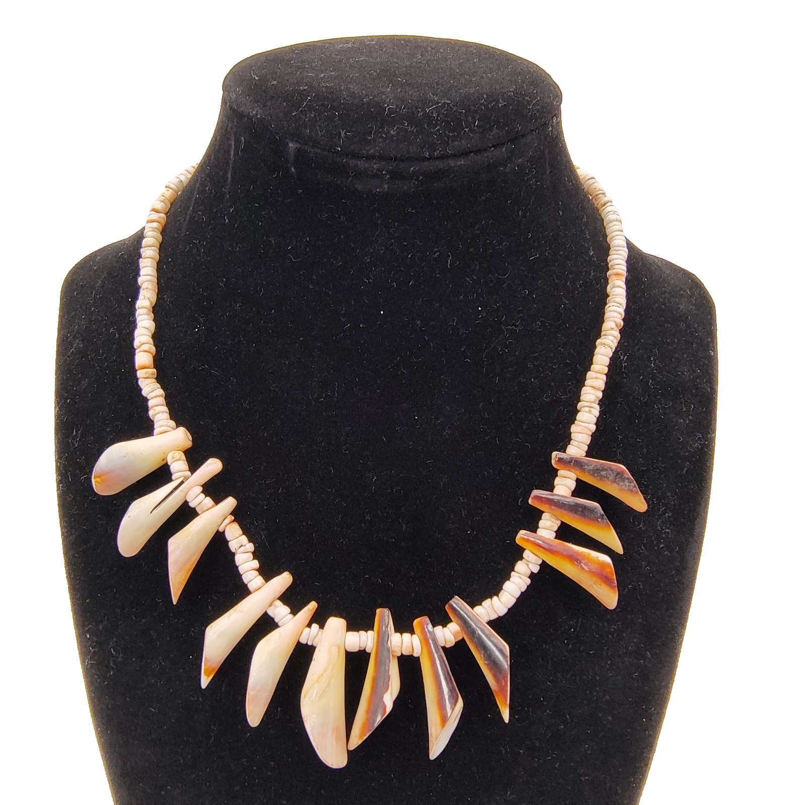 Vintage Spiny Shell Choker Necklace Natural Bohemian Beach Surfer Vibe 16″