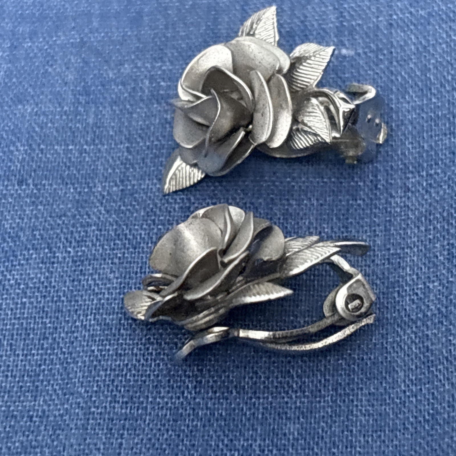 Vintage Sterling Silver AC Necklace Earring Brooch Set Flowers Dimi Parur Sign