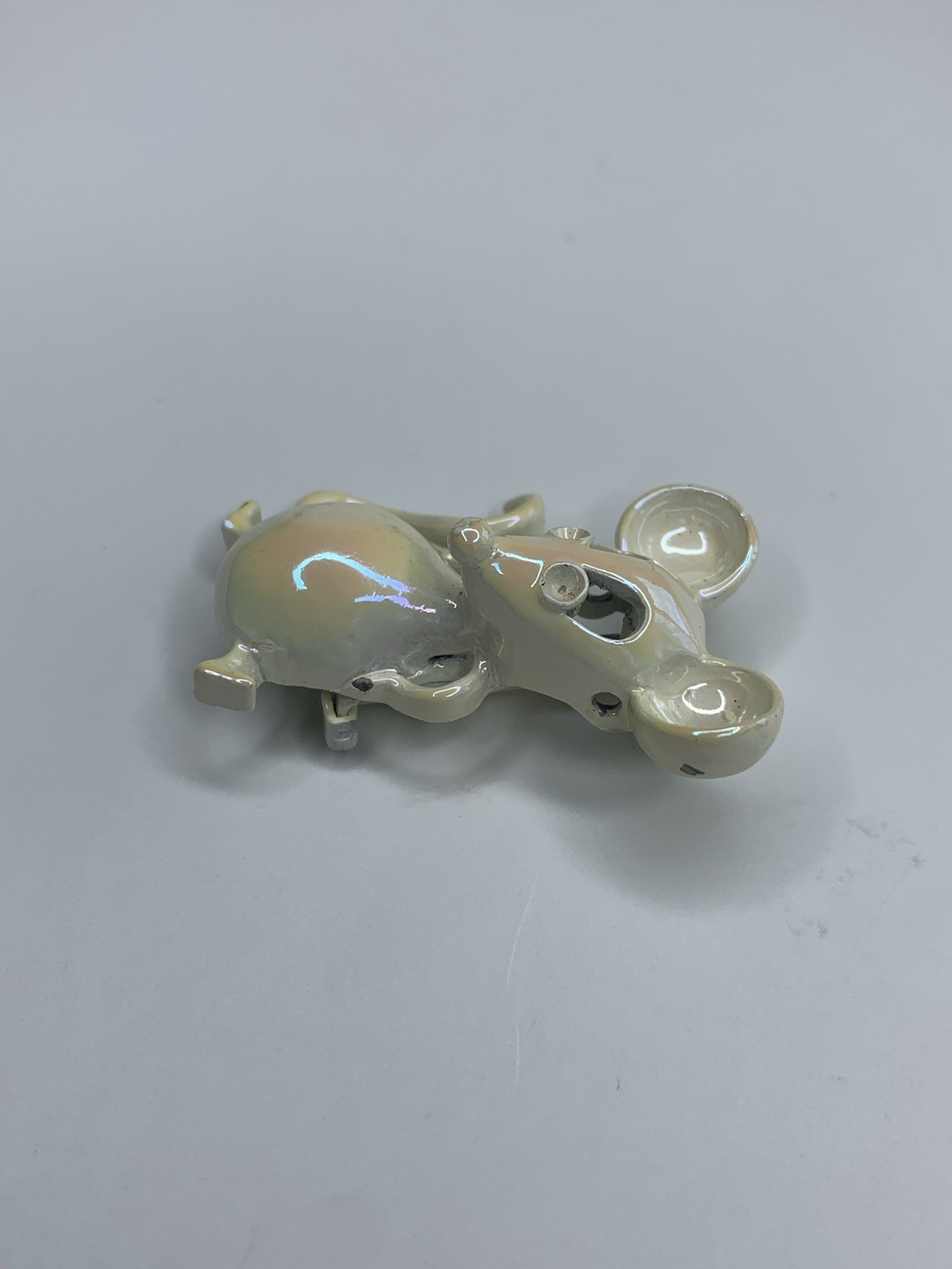 Vintage Gerrys Mouse With Pin Brooch Pearl Enamel Finish