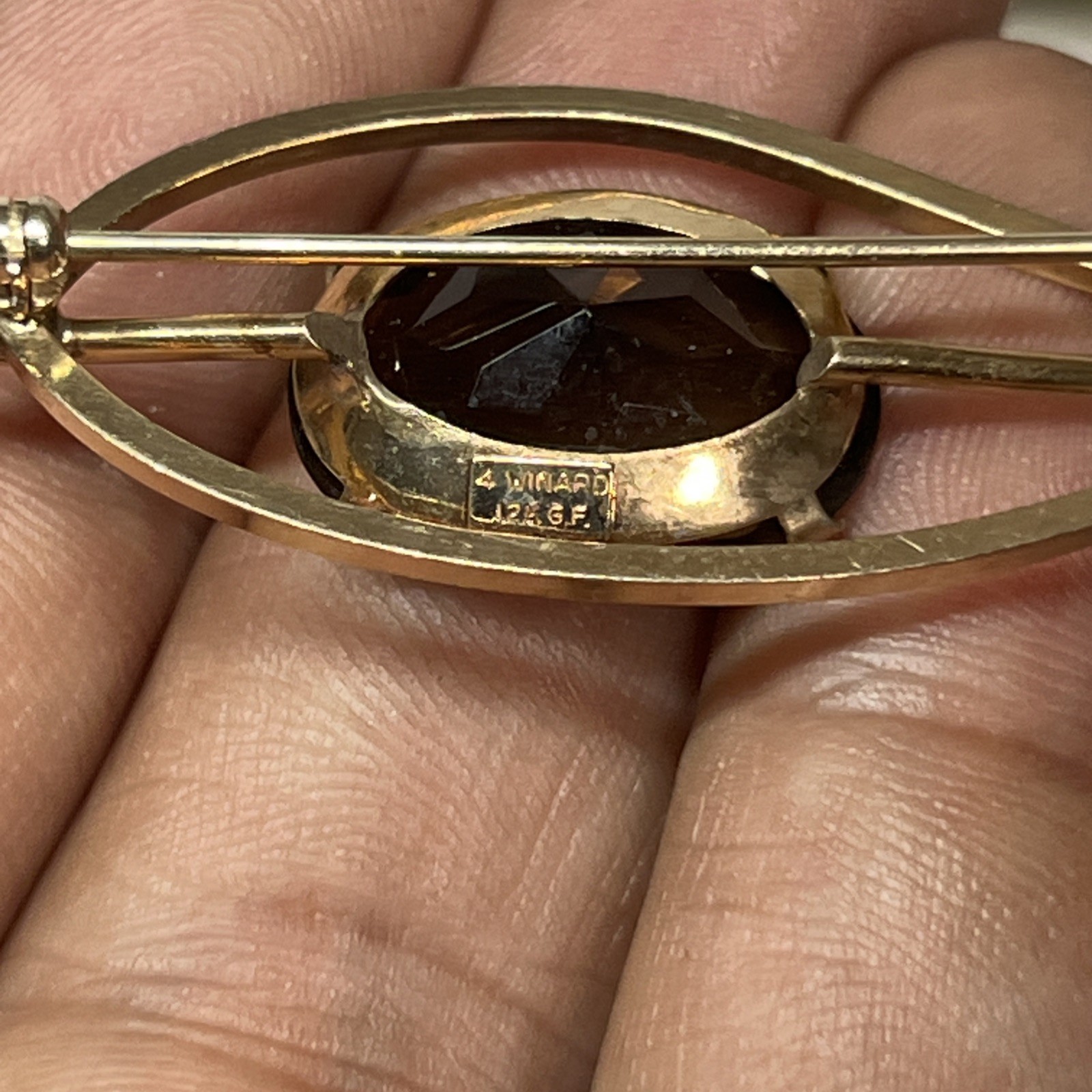 VIntage Jewelry 4 WINARD Faceted Smokey Topaz Leaf Brooch 12KT Gold Filled